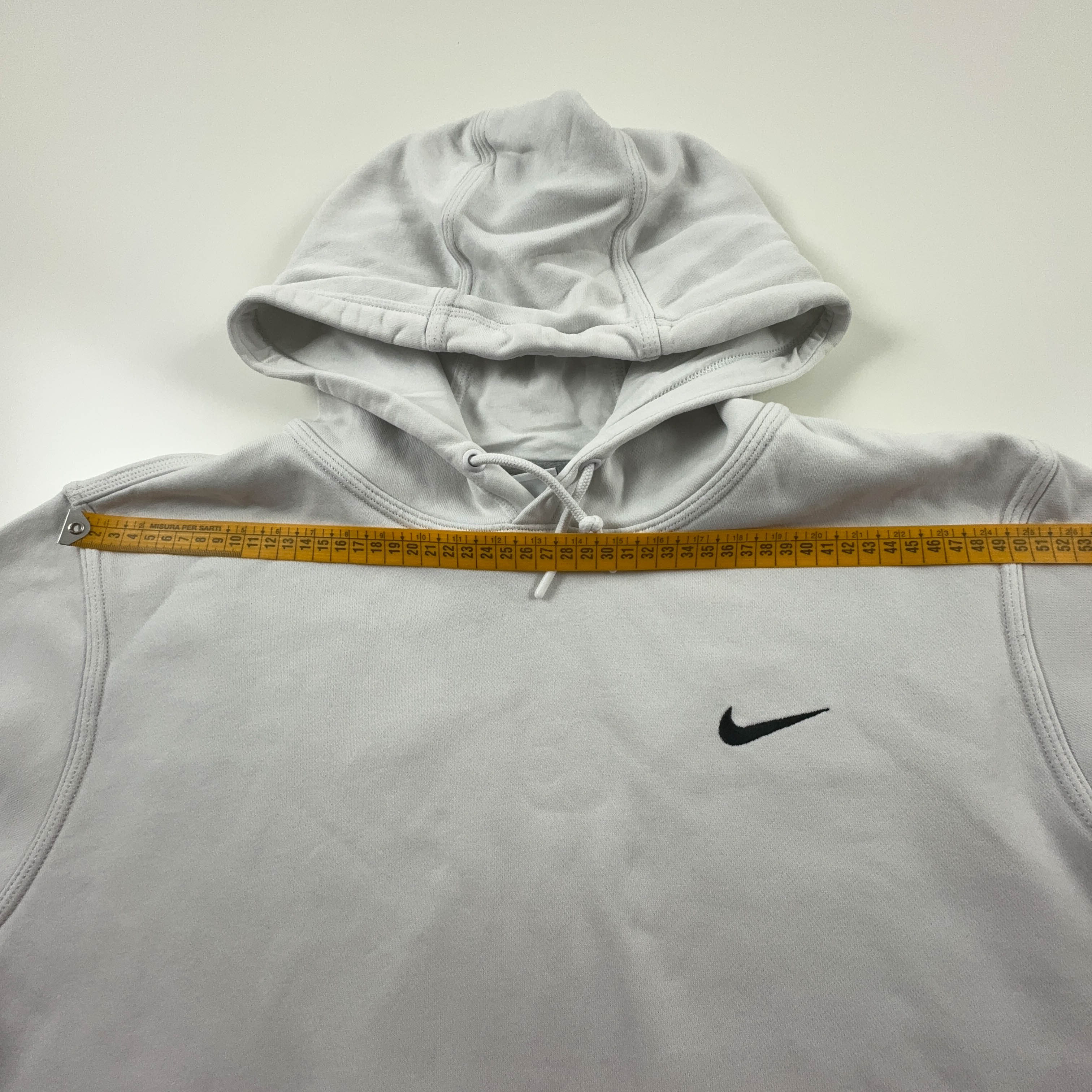 Felpa Nike bianca con cappuccio e logo ricamato 80% cotone - Taglia L/XL uomo
