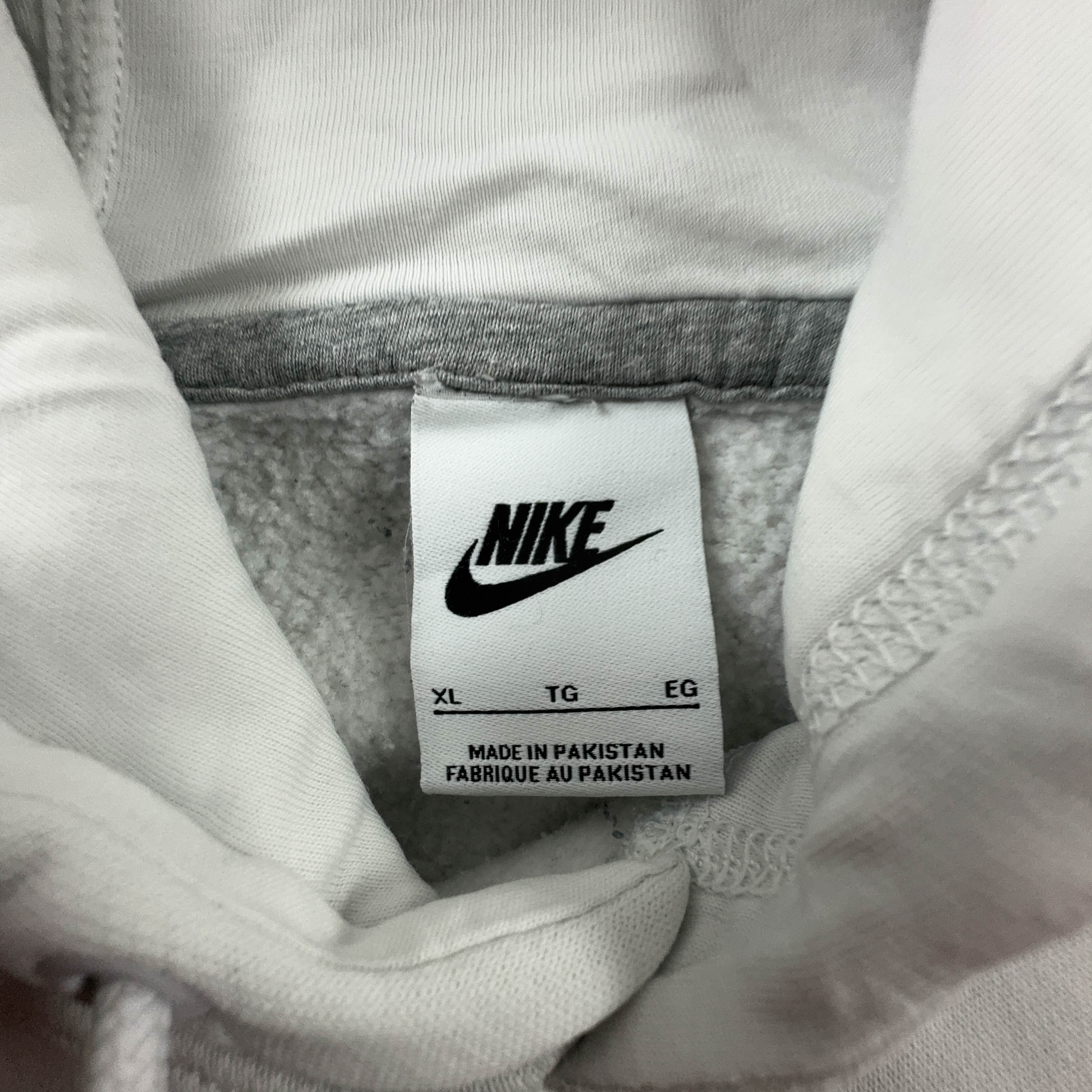 Felpa Nike bianca con cappuccio e logo ricamato 80% cotone - Taglia L/XL uomo