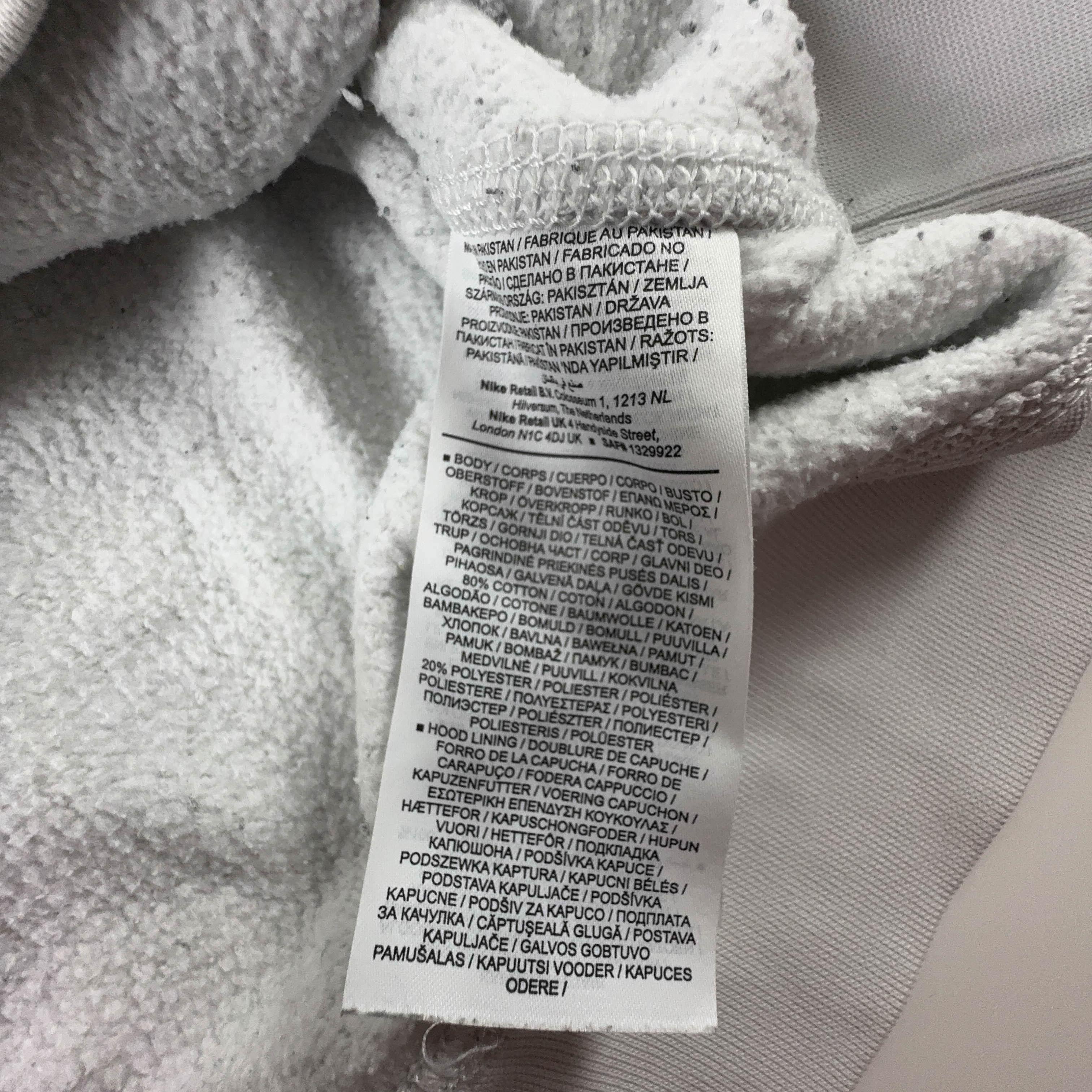 Felpa Nike bianca con cappuccio e logo ricamato 80% cotone - Taglia L/XL uomo