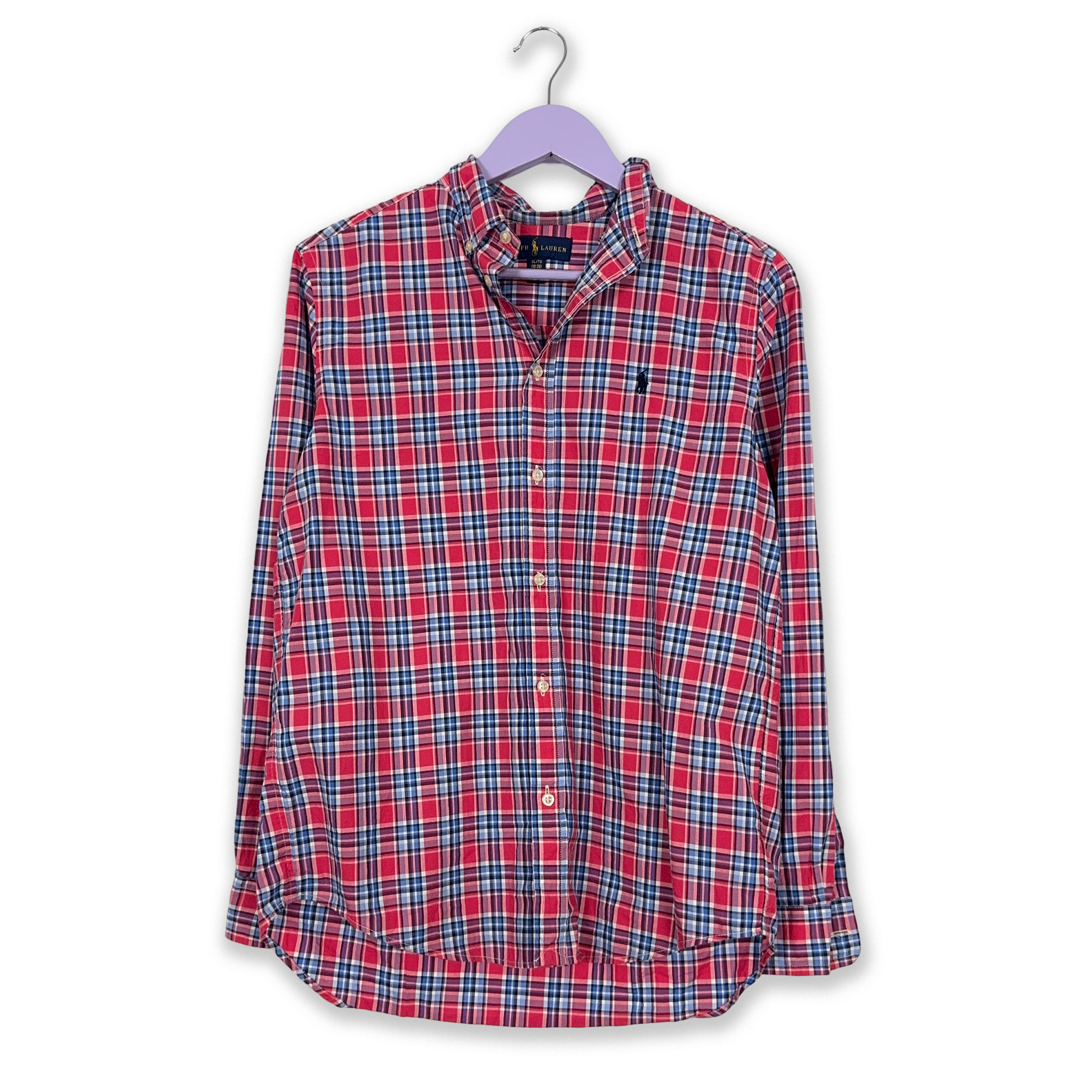 Camicia Ralph Lauren rossa e blu a quadri - Taglia S/M uomo