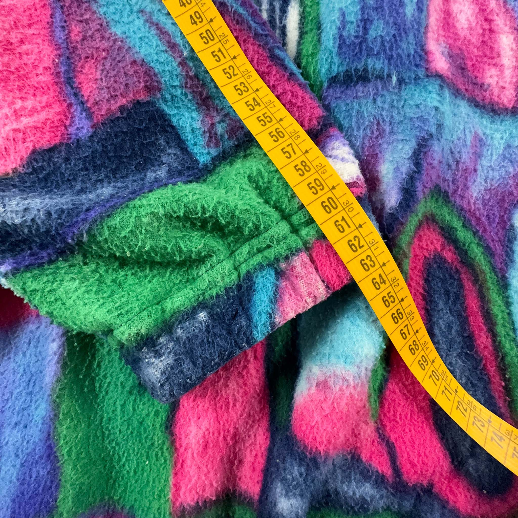 Pile Vintage rosa e viola a fantasia anni 80 con zip - Taglia XXL uomo