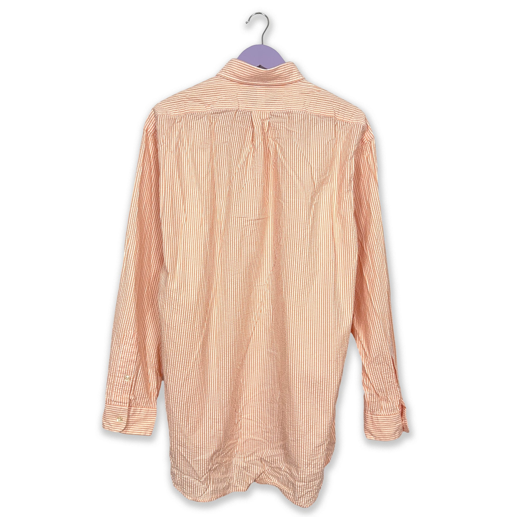 Camicia Ralph Lauren arancione e bianca a righe blake cotton - Taglia M/L uomo