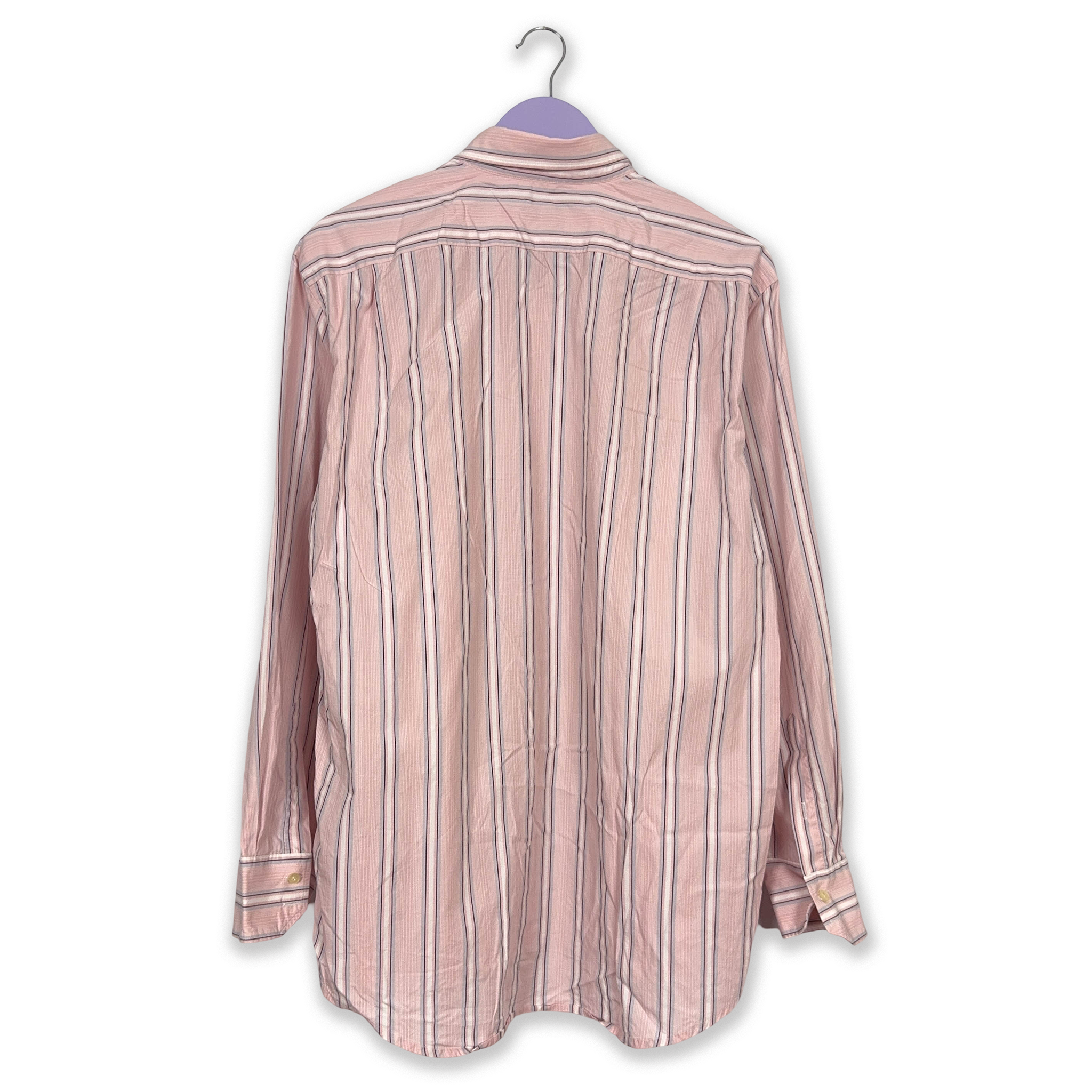 Camicia Lacoste a righe rosa e grigia - Taglia 42 uomo