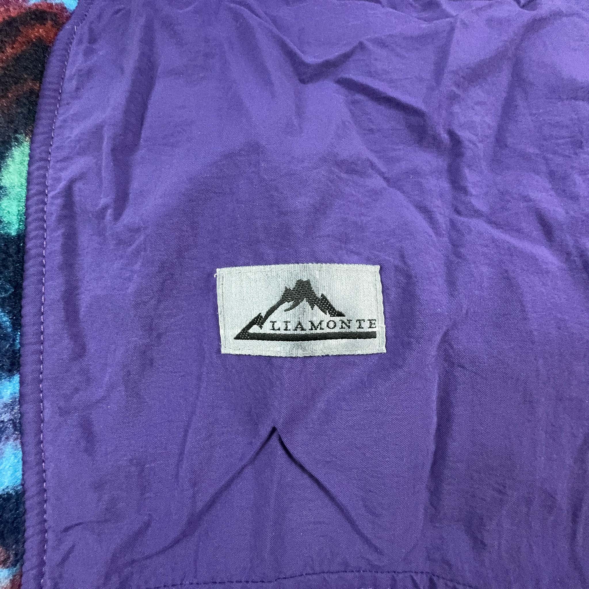 Pile Vintage leggero viola a fantasia con zip anni 80 - Taglia M/L uomo