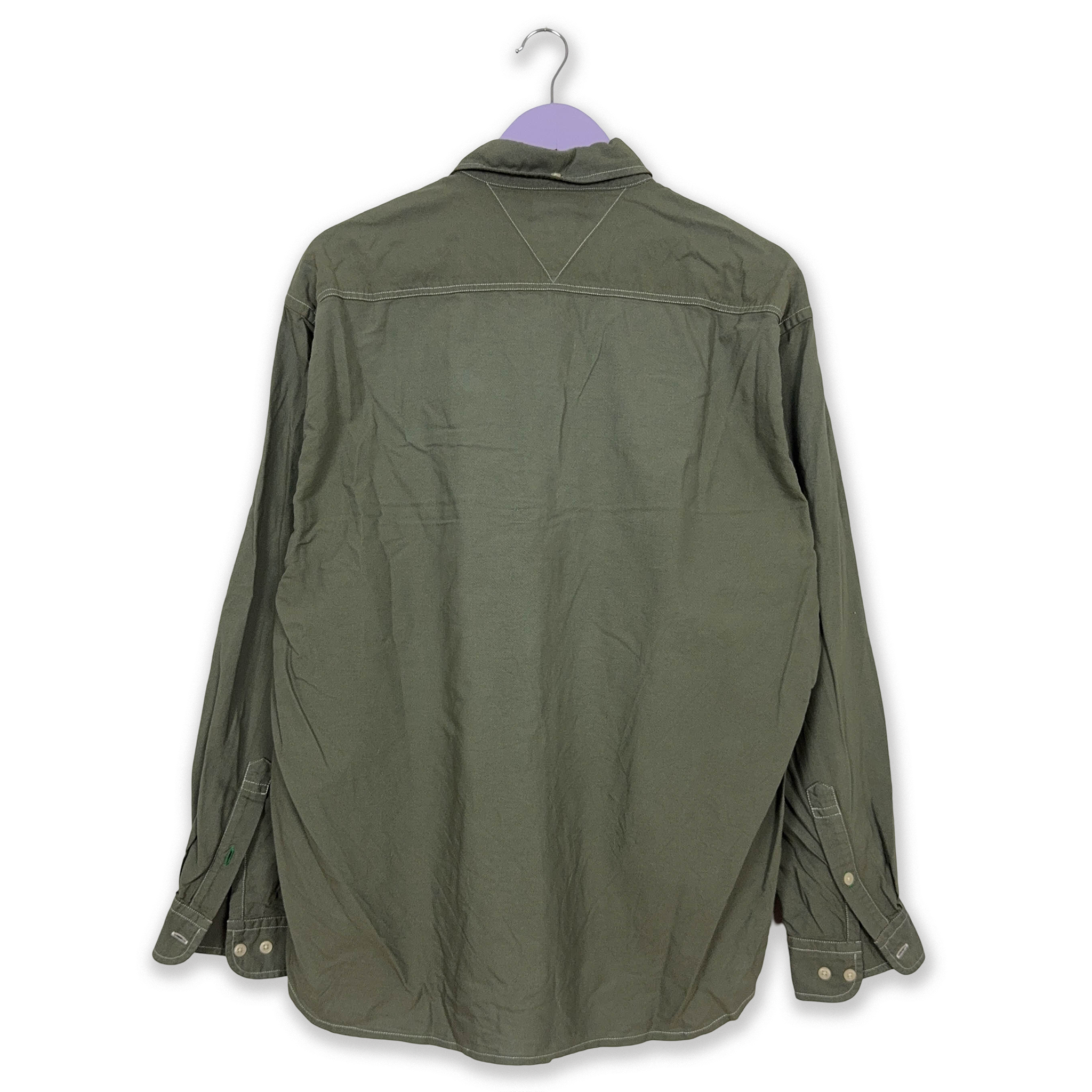 Camicia Tommy Hilfiger Vintage verde cachi tinta unita - Taglia M/L uomo