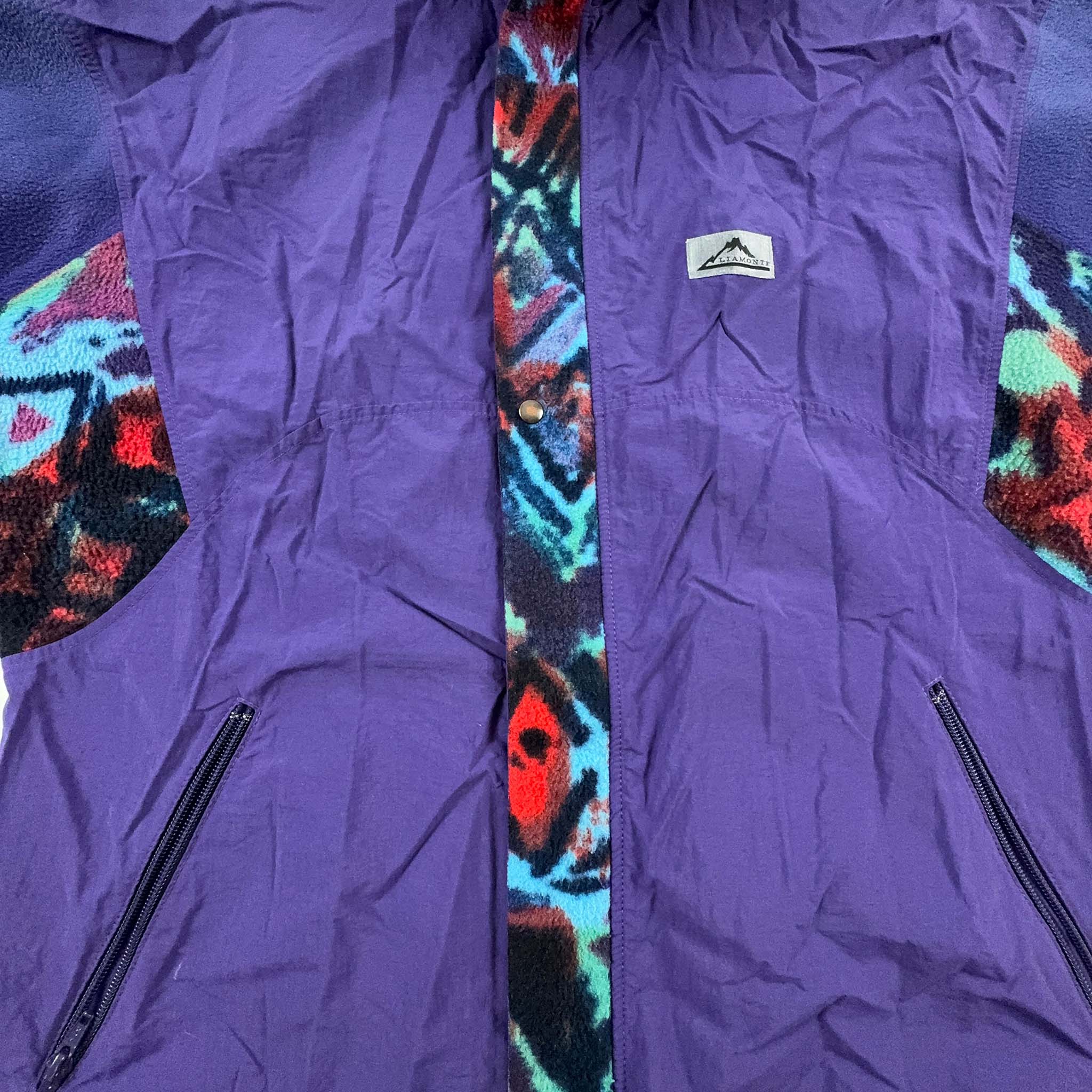 Pile Vintage leggero viola a fantasia con zip anni 80 - Taglia M/L uomo