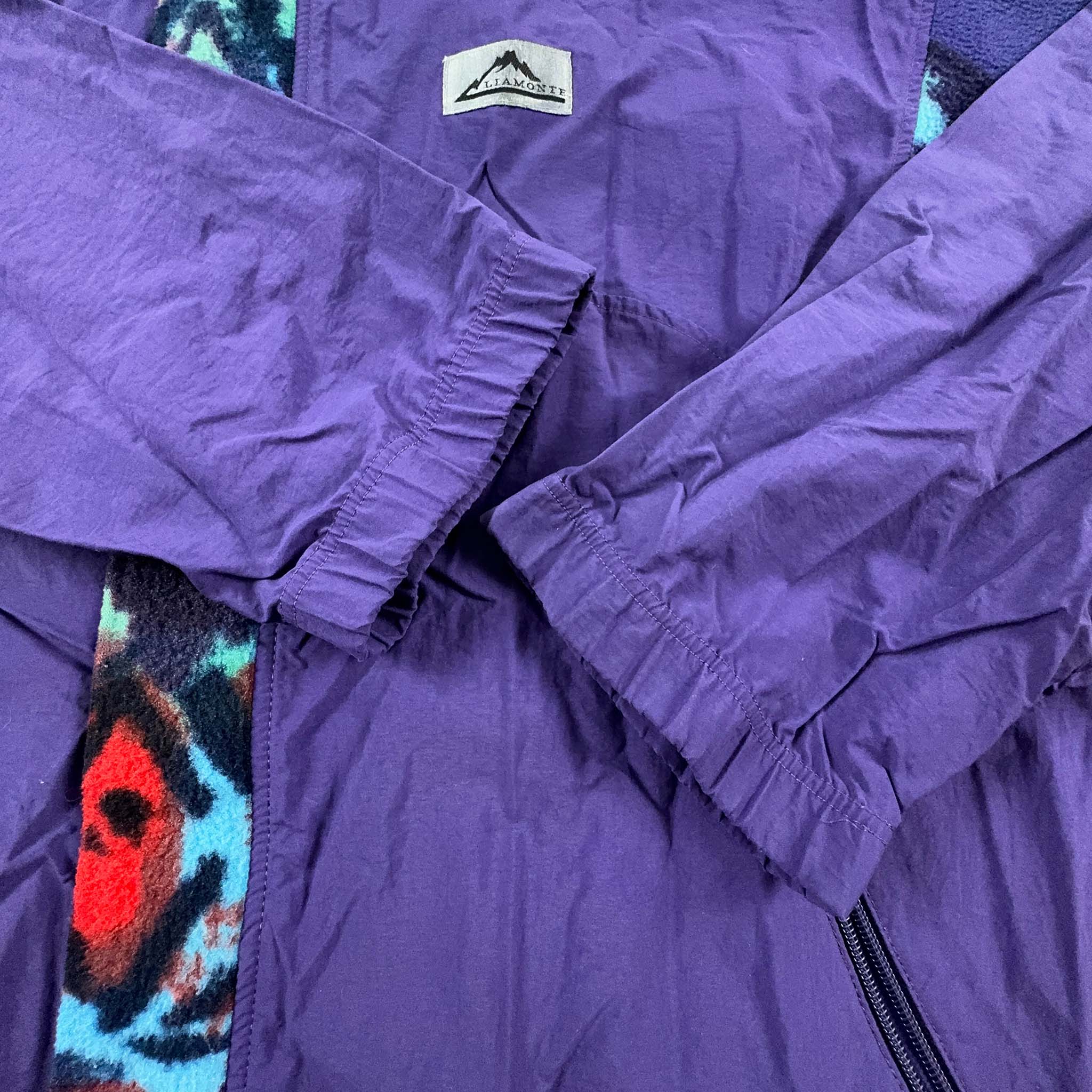 Pile Vintage leggero viola a fantasia con zip anni 80 - Taglia M/L uomo