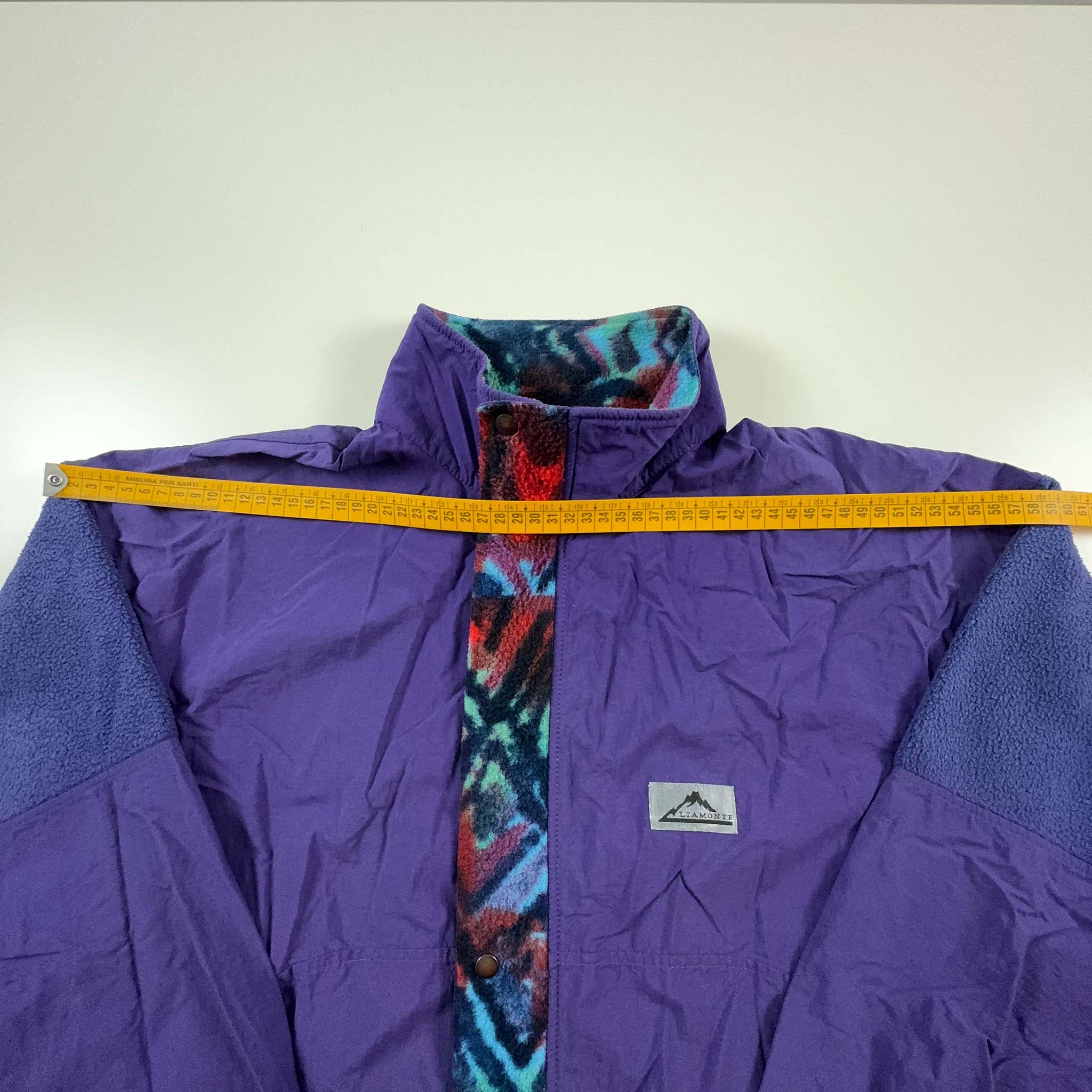 Pile Vintage leggero viola a fantasia con zip anni 80 - Taglia M/L uomo