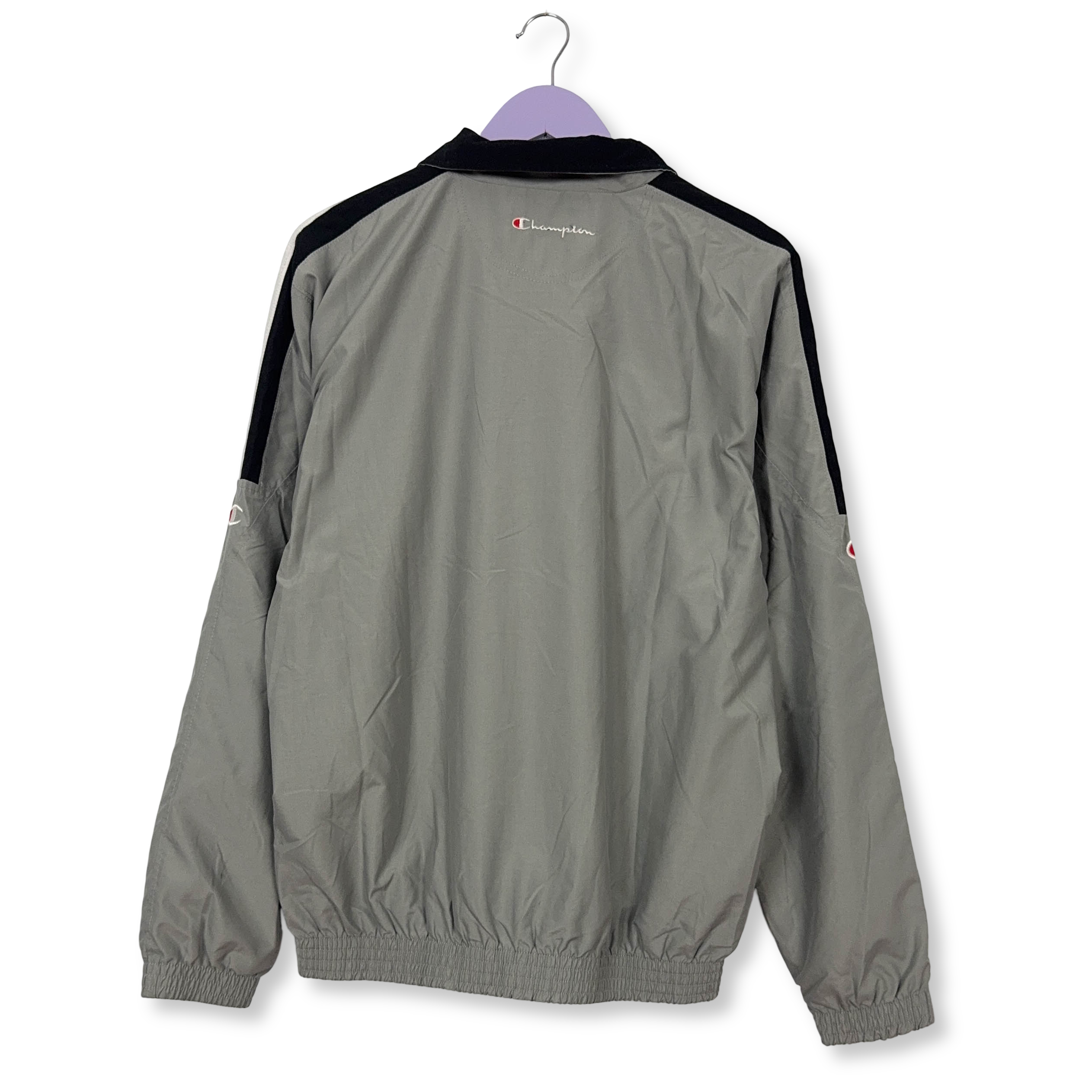 Giacca a vento Champion Vintage grigia con zip anni 90 - Taglia L uomo