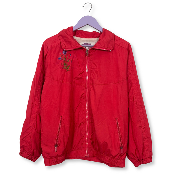 Giacca a vento Ellesse Vintage rossa con zip e ricamo anni 90 - Taglia S uomo