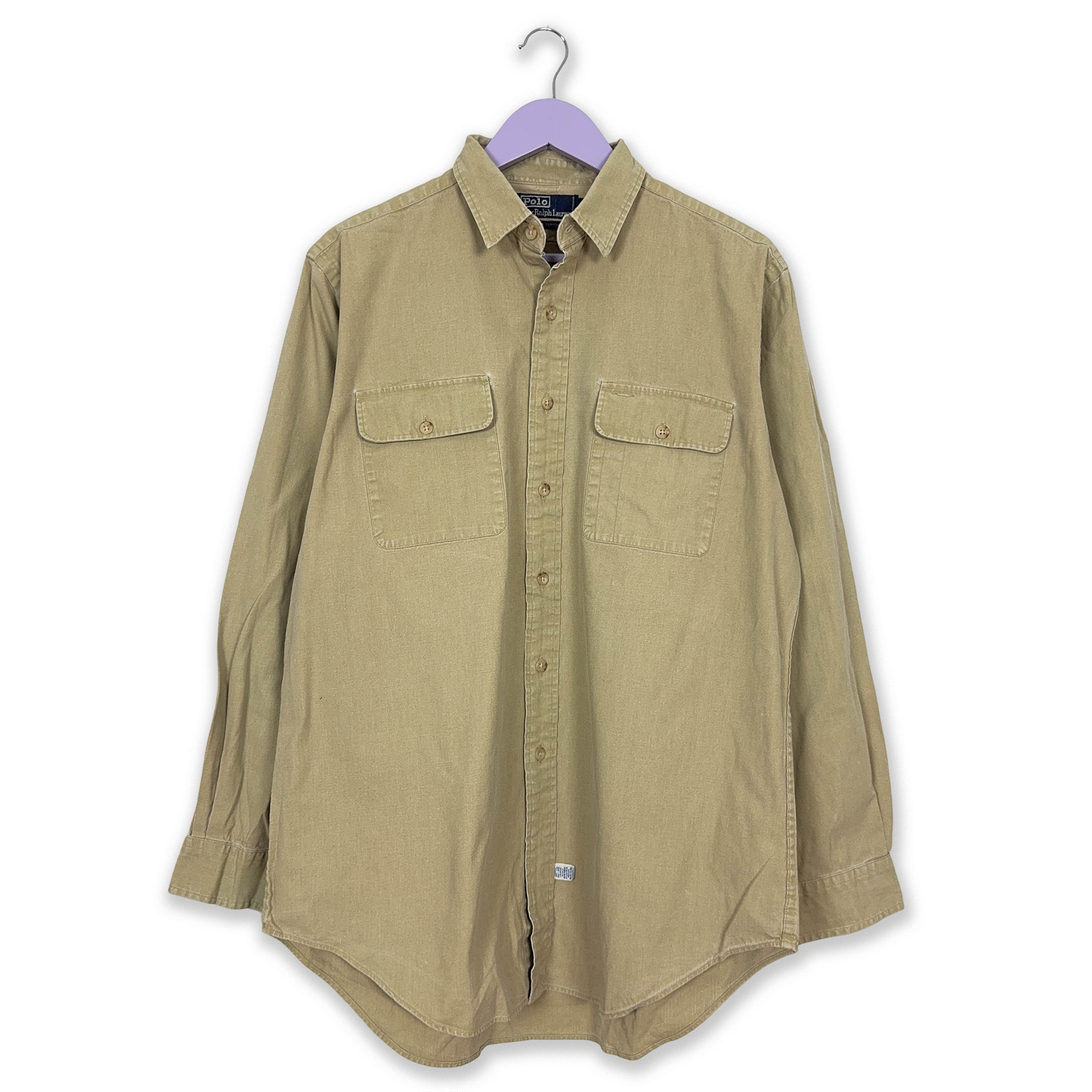 Camicia Ralph Lauren Vintage beige tinta unita - Taglia L uomo