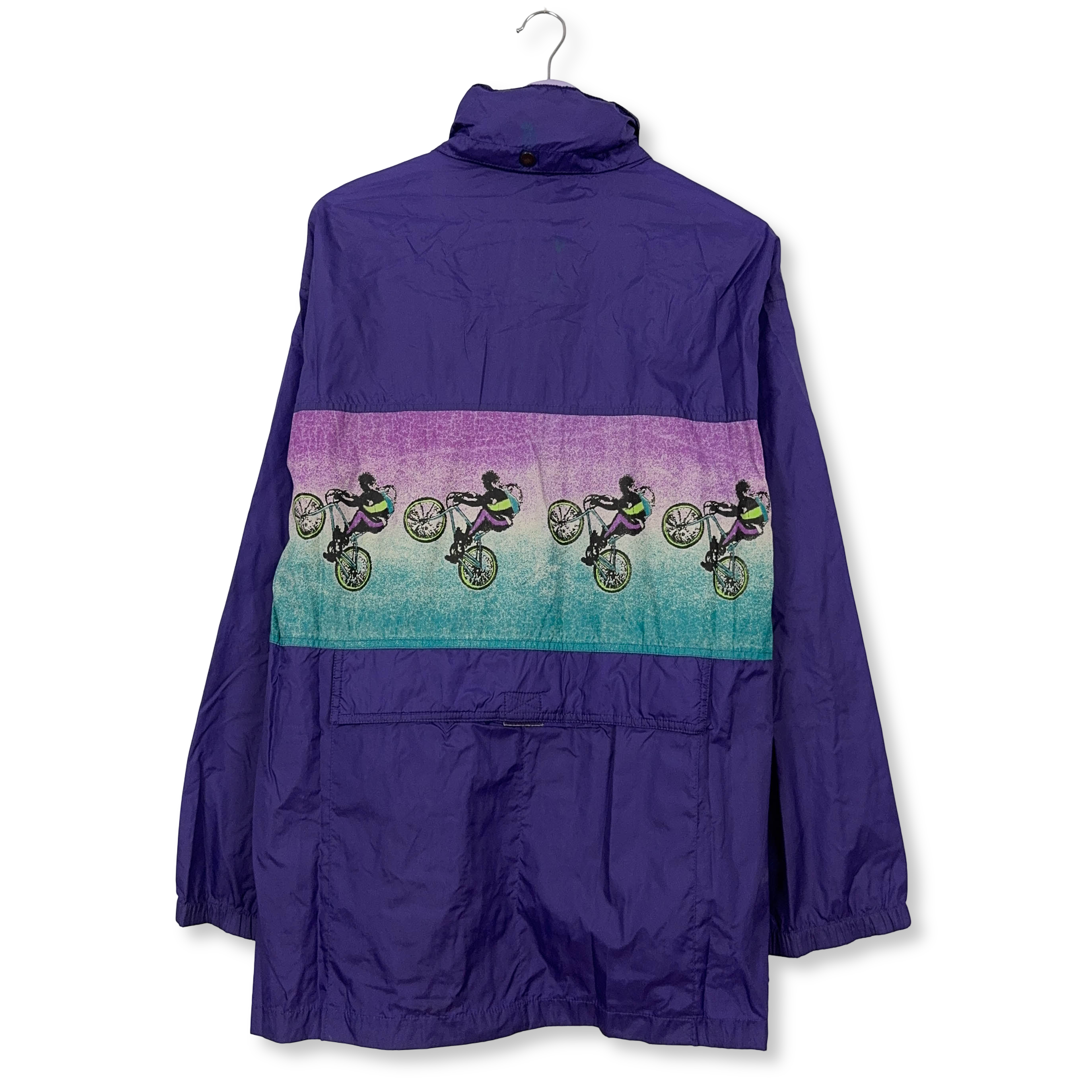 Giacca a vento Vintage viola con stampa e bottoni - Taglia XL uomo