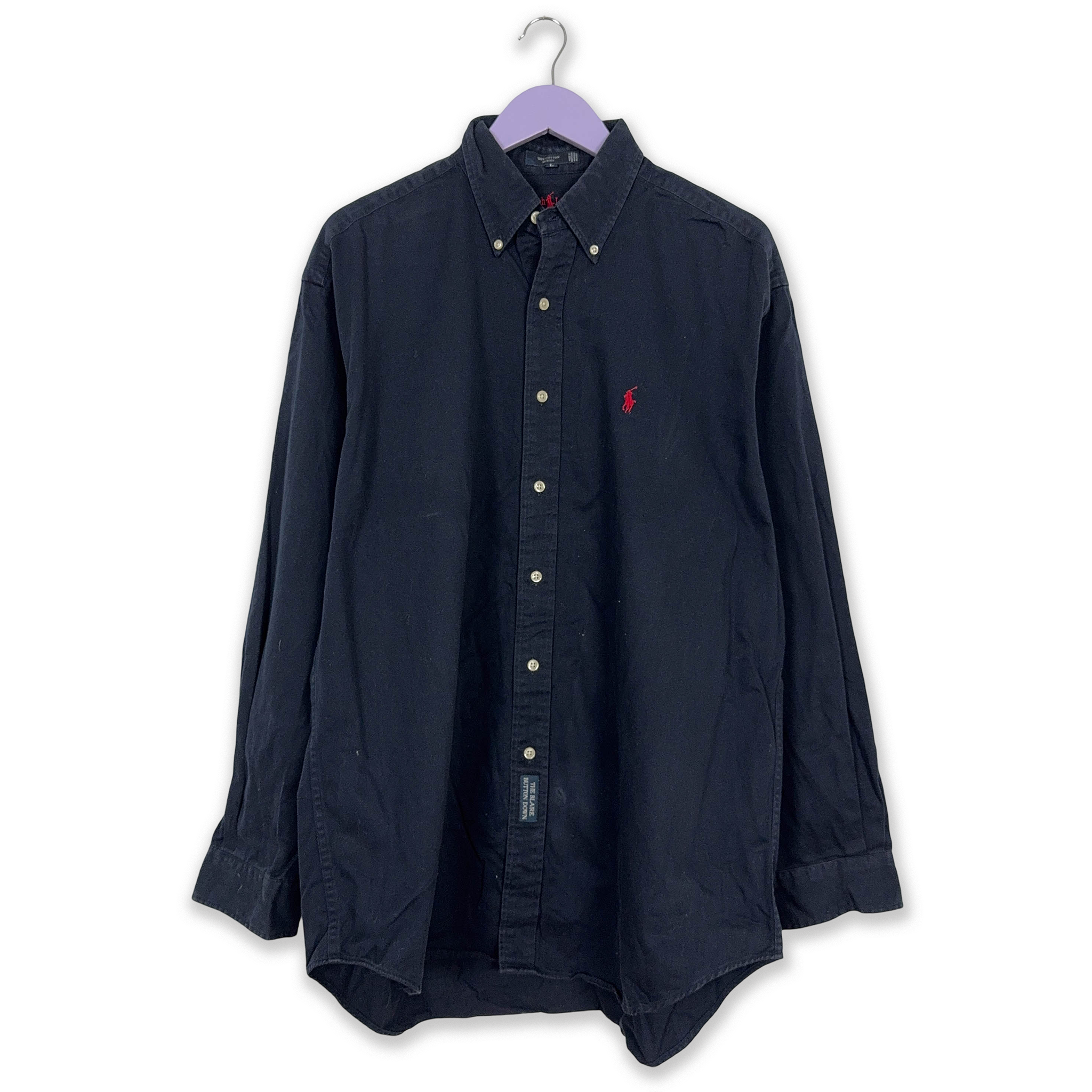 Camicia Ralph Lauren blu scuro Vintage tinta unita - Taglia XL uomo