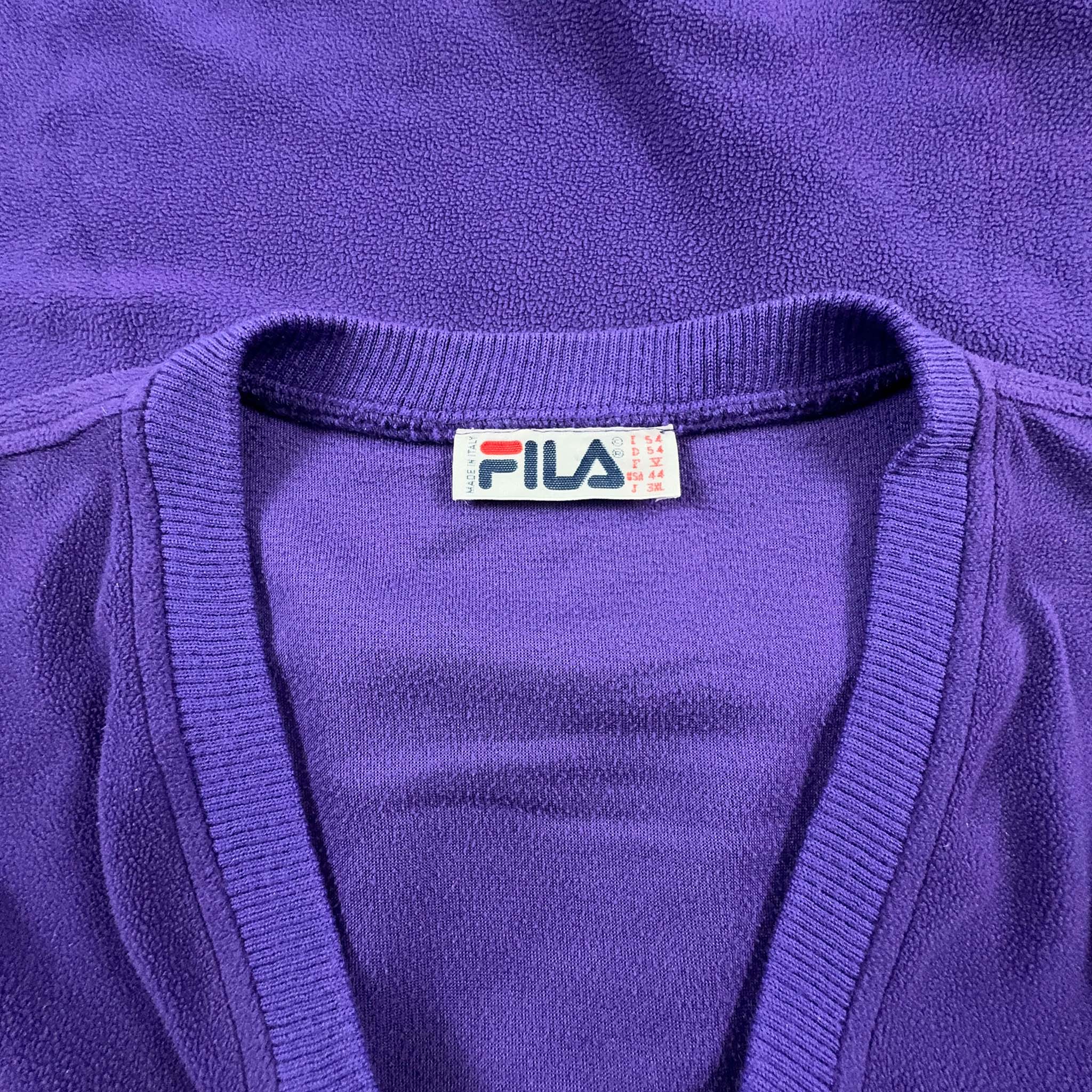 Pile Fila Vintage smanicato viola con ricamo tennis anni 80 - Taglia I54 uomo