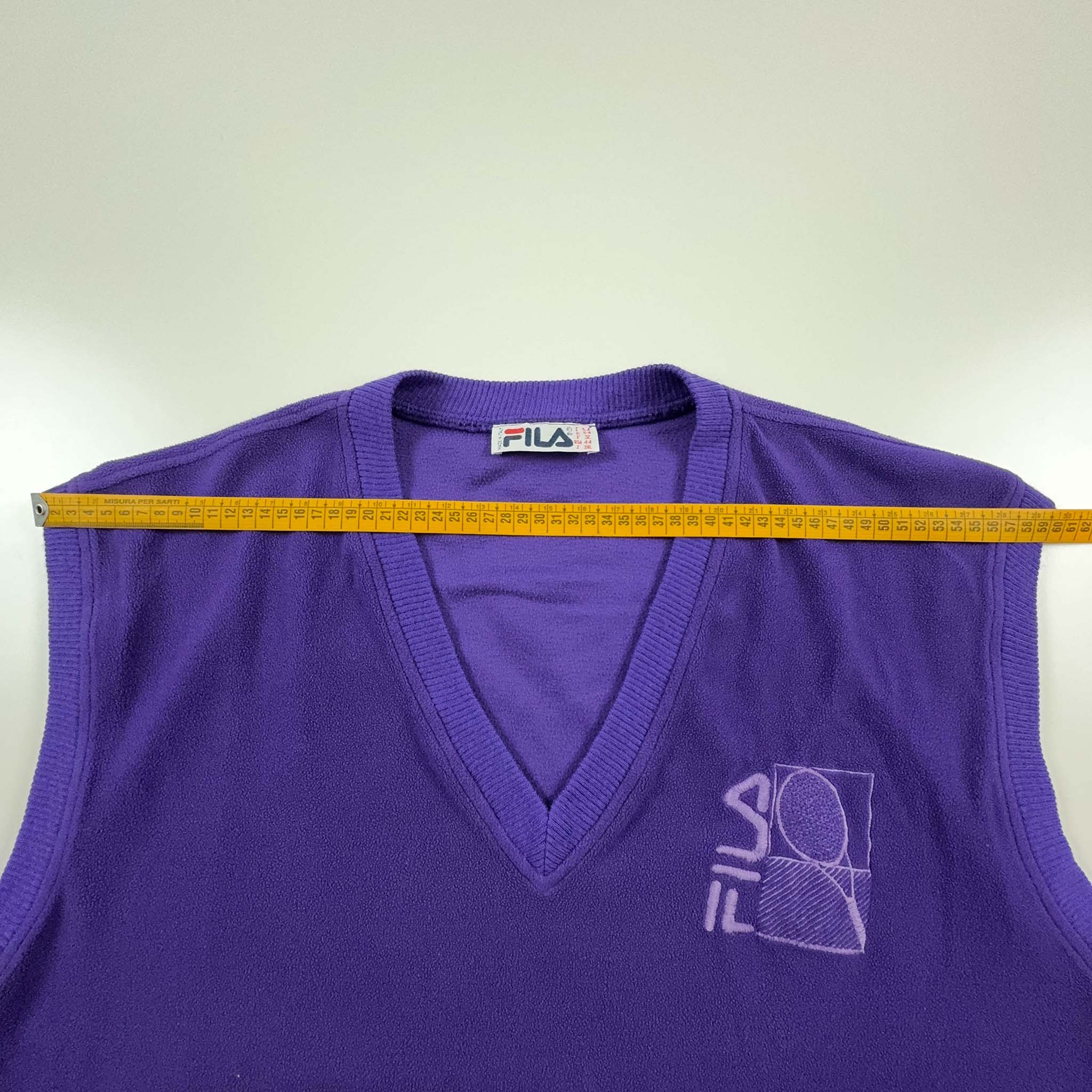 Pile Fila Vintage smanicato viola con ricamo tennis anni 80 - Taglia I54 uomo