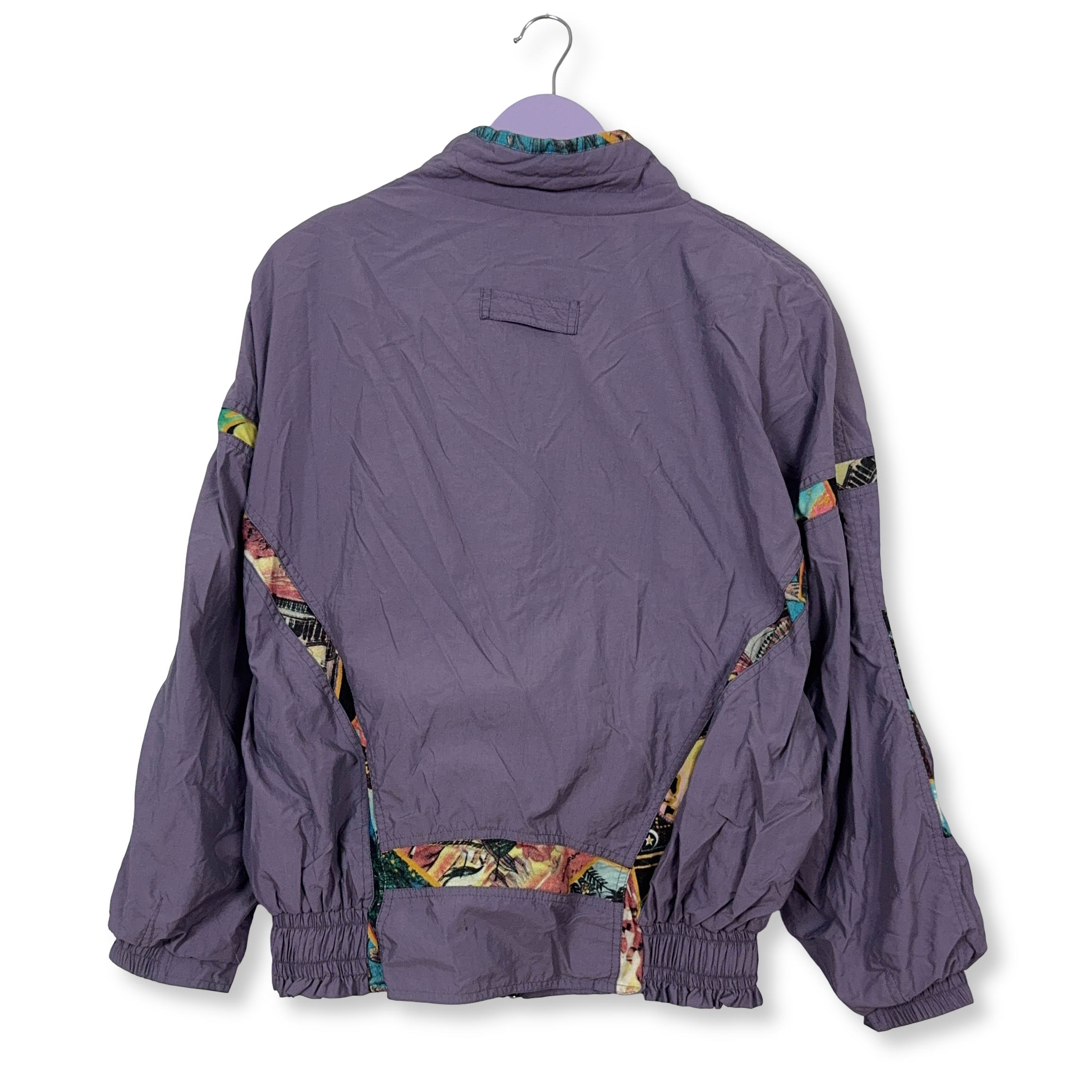 Giacca a vento Vintage viola con fantasia e zip - Taglia 40 uomo