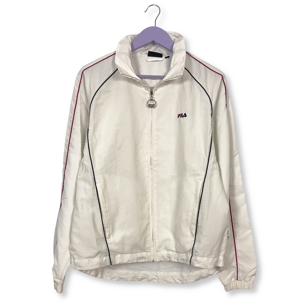 Giacca a vento Fila Vintage bianca con zip anni 90 - Taglia M uomo