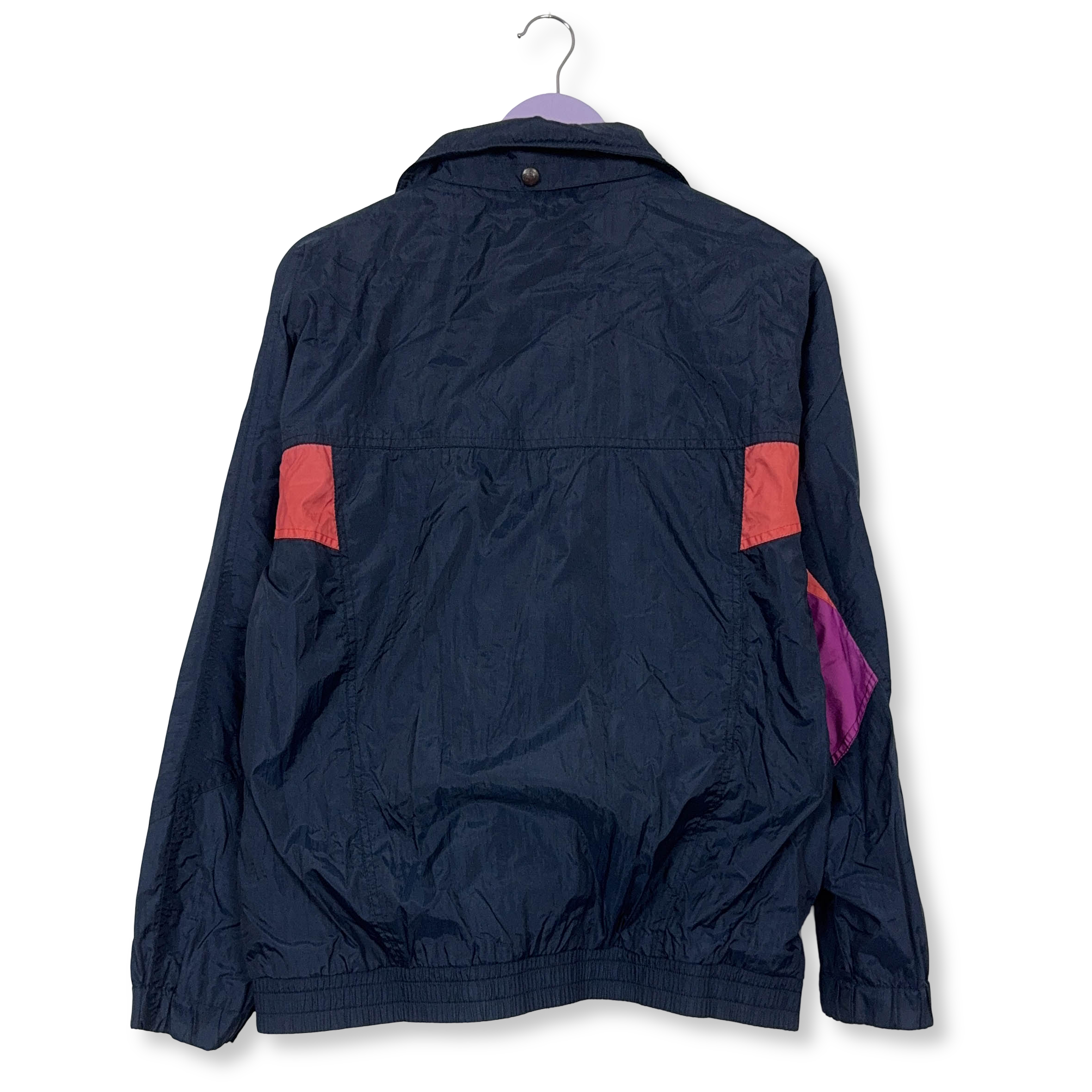 Giacca a vento Brugi Vintage blu e rosa con bottoni - Taglia M uomo