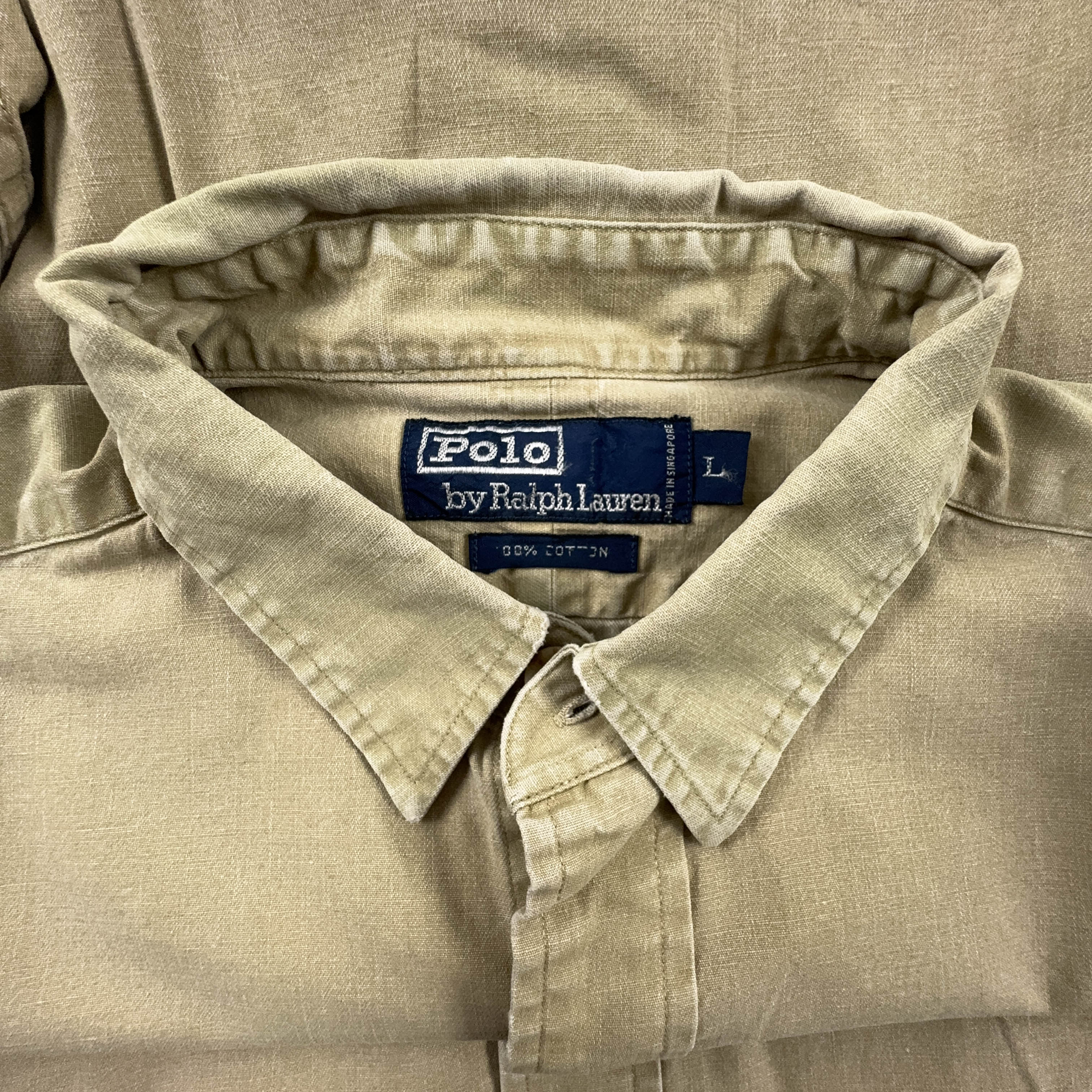 Camicia Ralph Lauren Vintage beige tinta unita - Taglia L uomo