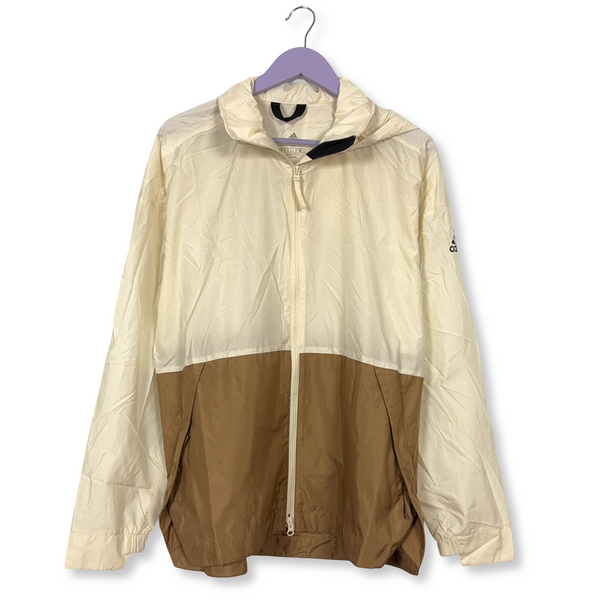 Giacca a vento Adidas Vintage crema e marrone con zip anni 00 - Taglia M/L uomo