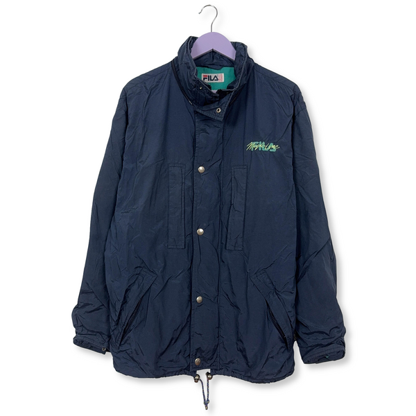 Giacca a vento Fila Vintage blu in goretex con zip e ricamo anni 90 - Taglia 50 uomo