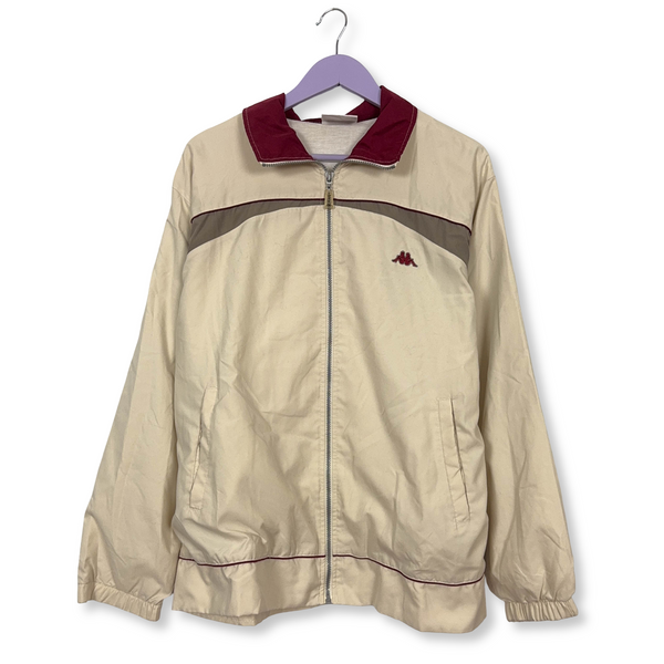 Giacca a vento Kappa Vintage crema con zip anni 90 - Taglia L uomo