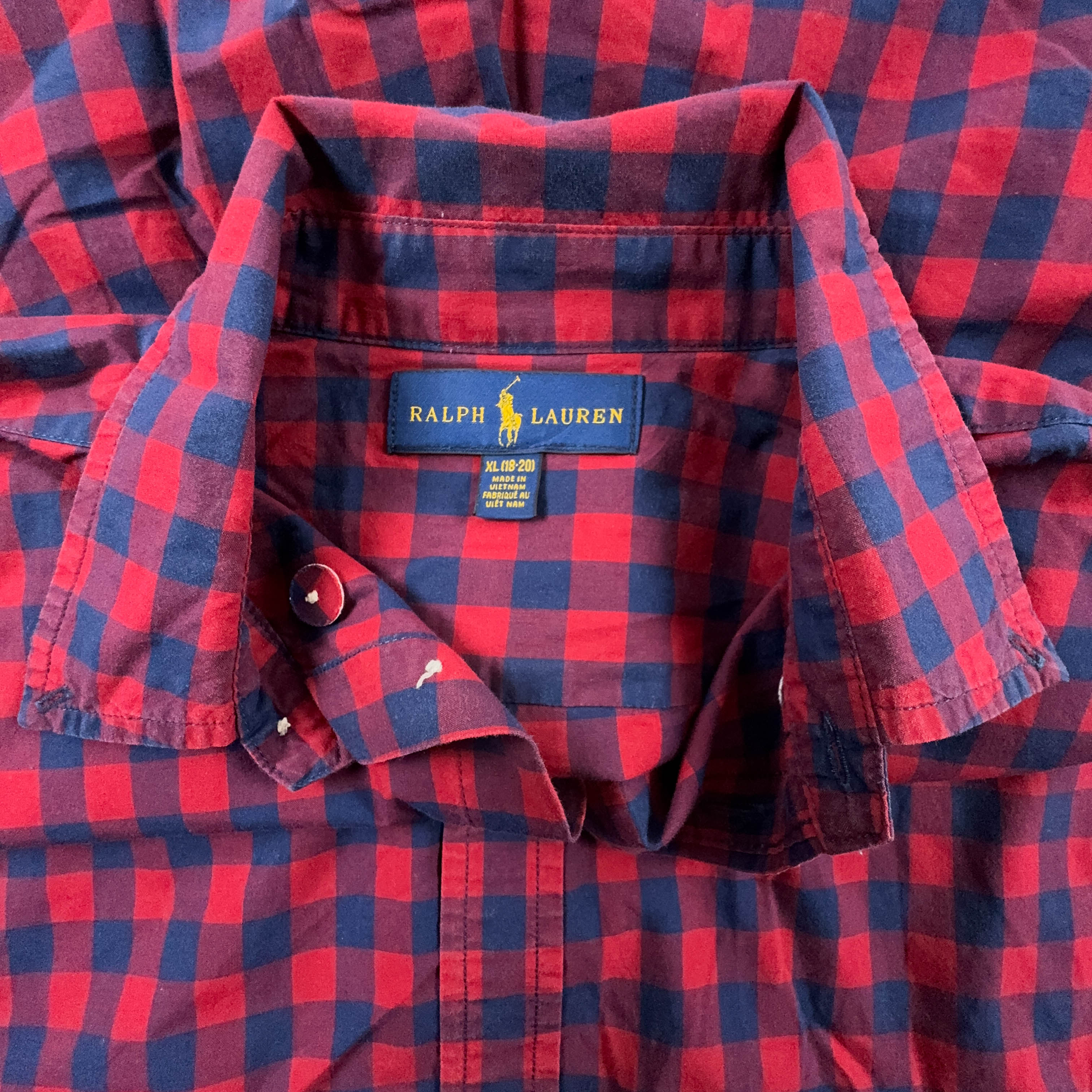 Camicia Ralph Lauren a quadri rossi e blu - Taglia S/M uomo