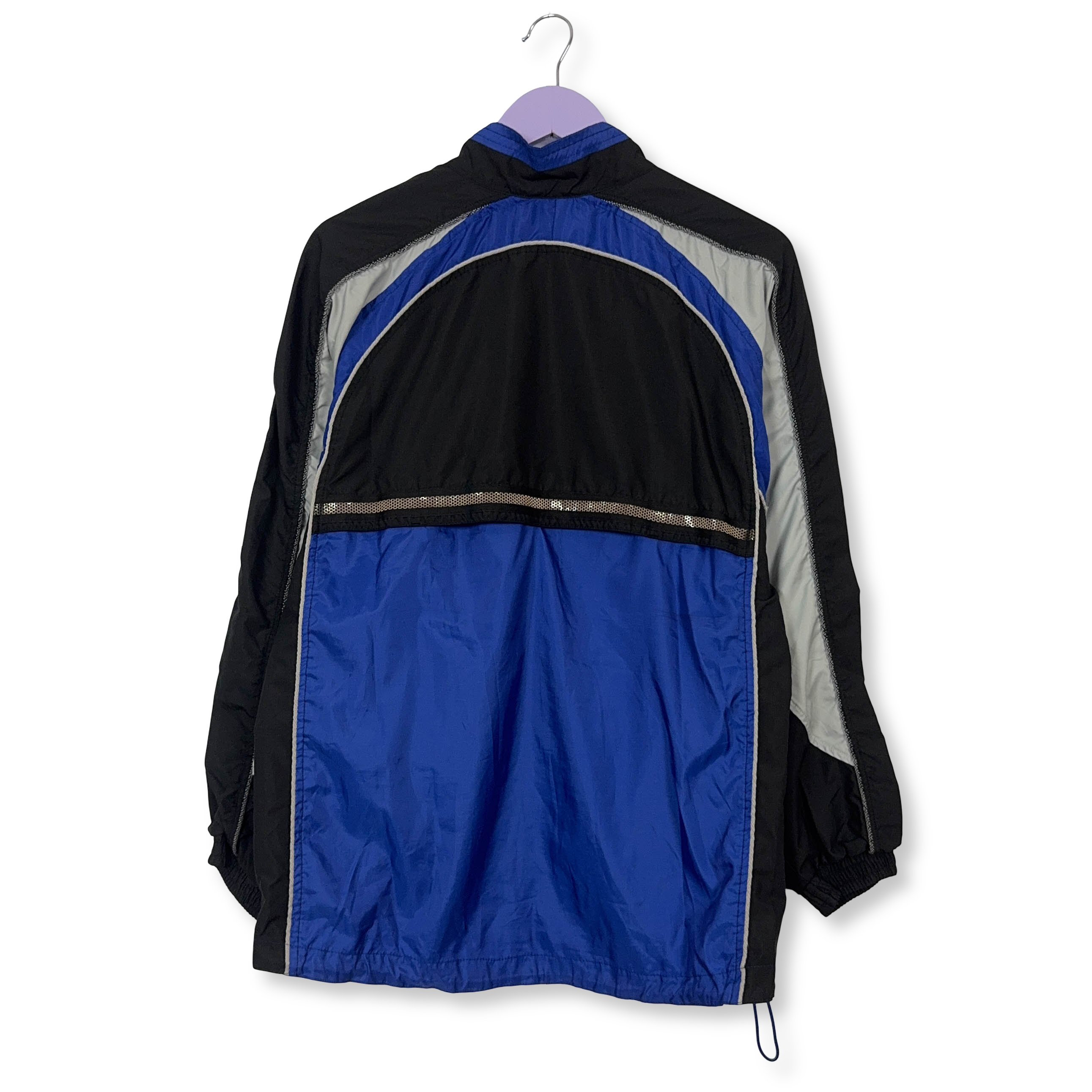 Giacca a vento Asics blu e nera con zip anni 00 - Taglia M uomo