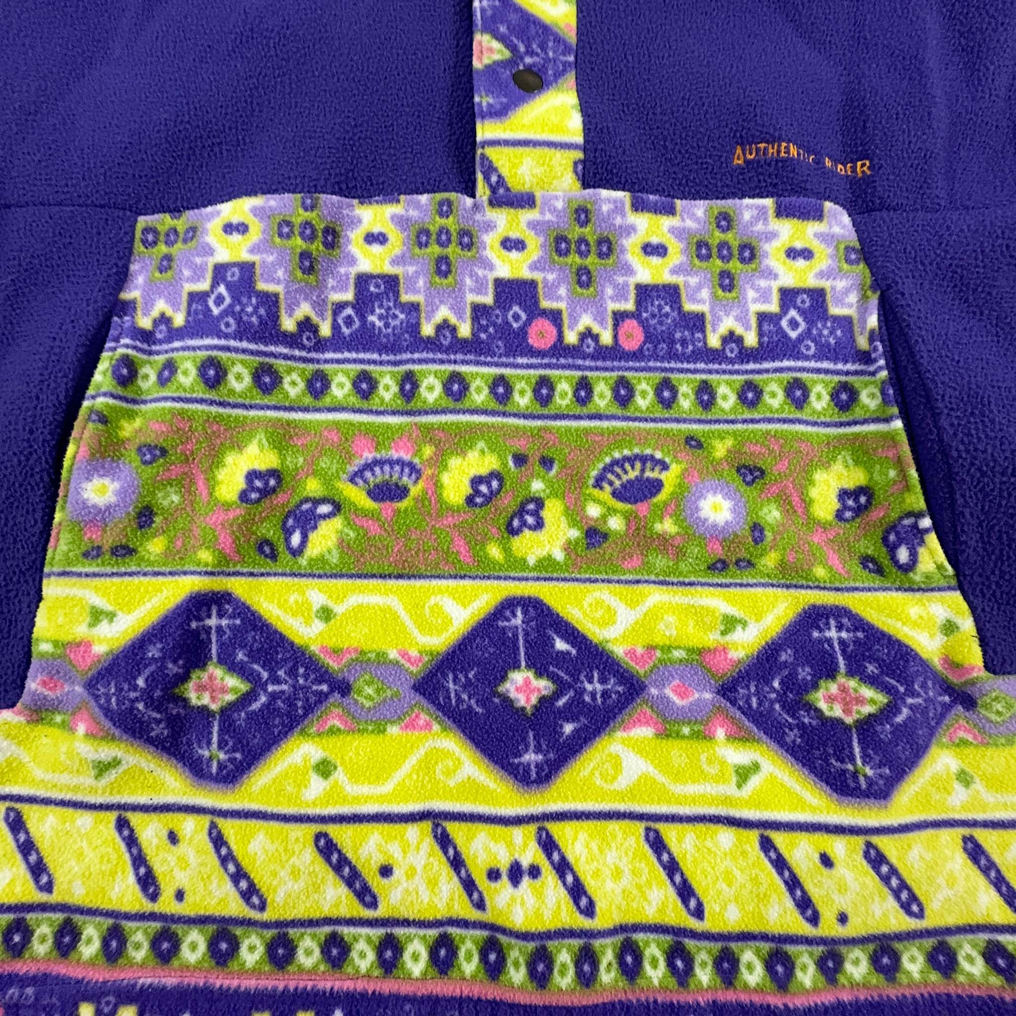 Pile Vintage viola e giallo a fantasia con bottoni anni 80 - Taglia L/XL uomo