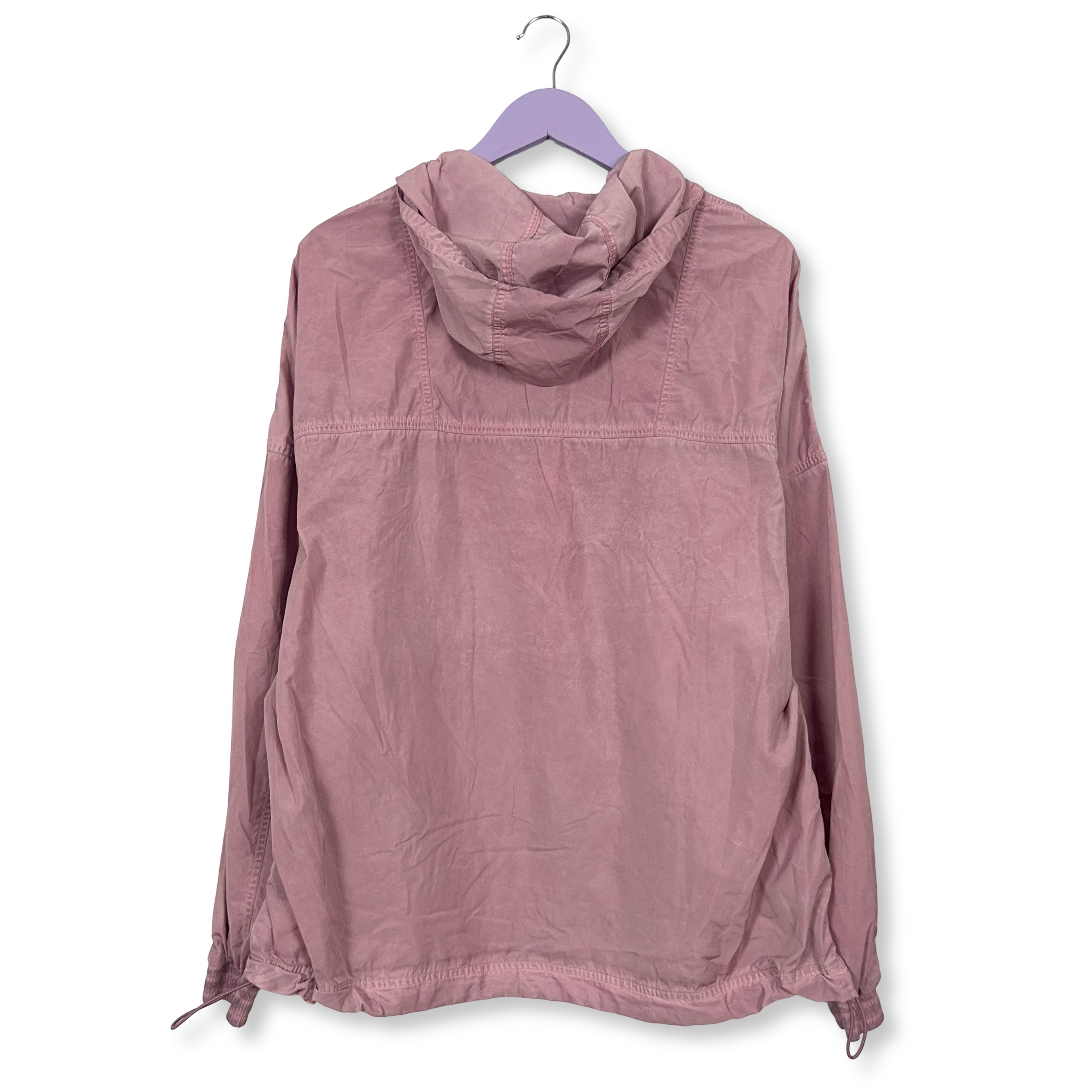 Giacca a vento Adidas rosa con cappuccio e quarter zip anni 90 - Taglia M uomo