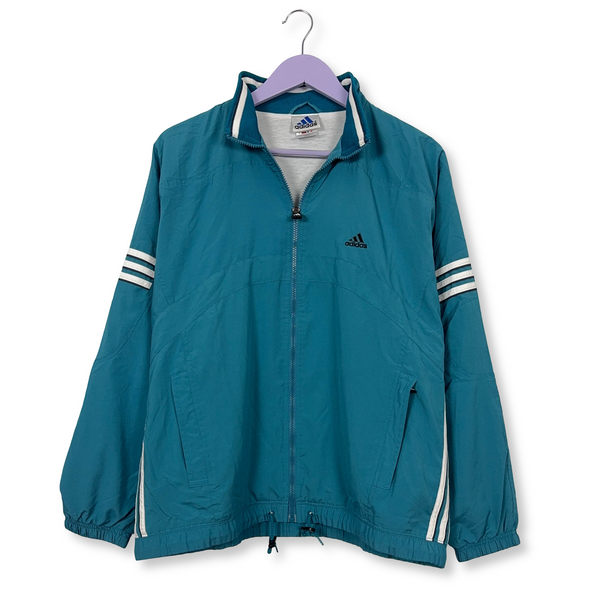 Giacca a vento Adidas Vintage azzurra con zip anni 90 - Taglia 44 uomo