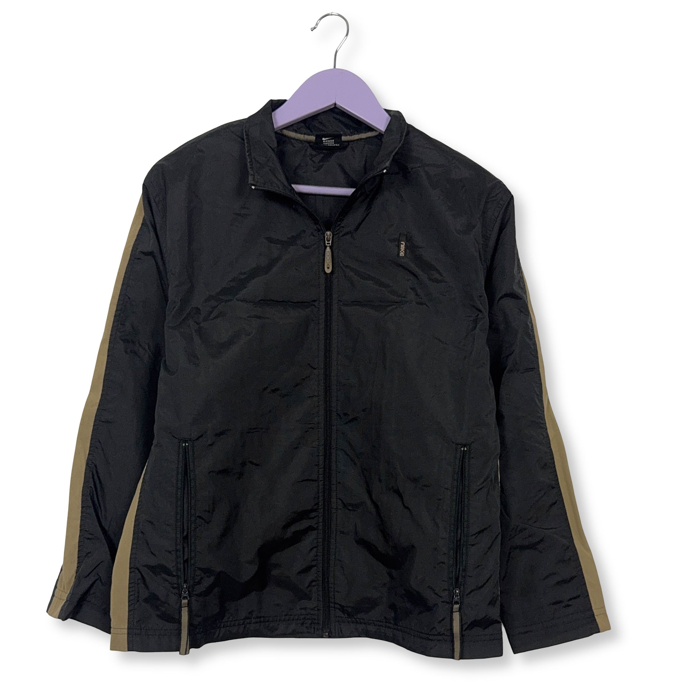 Giacca a vento Nike Vintage nera con zip anni 90 - Taglia S uomo