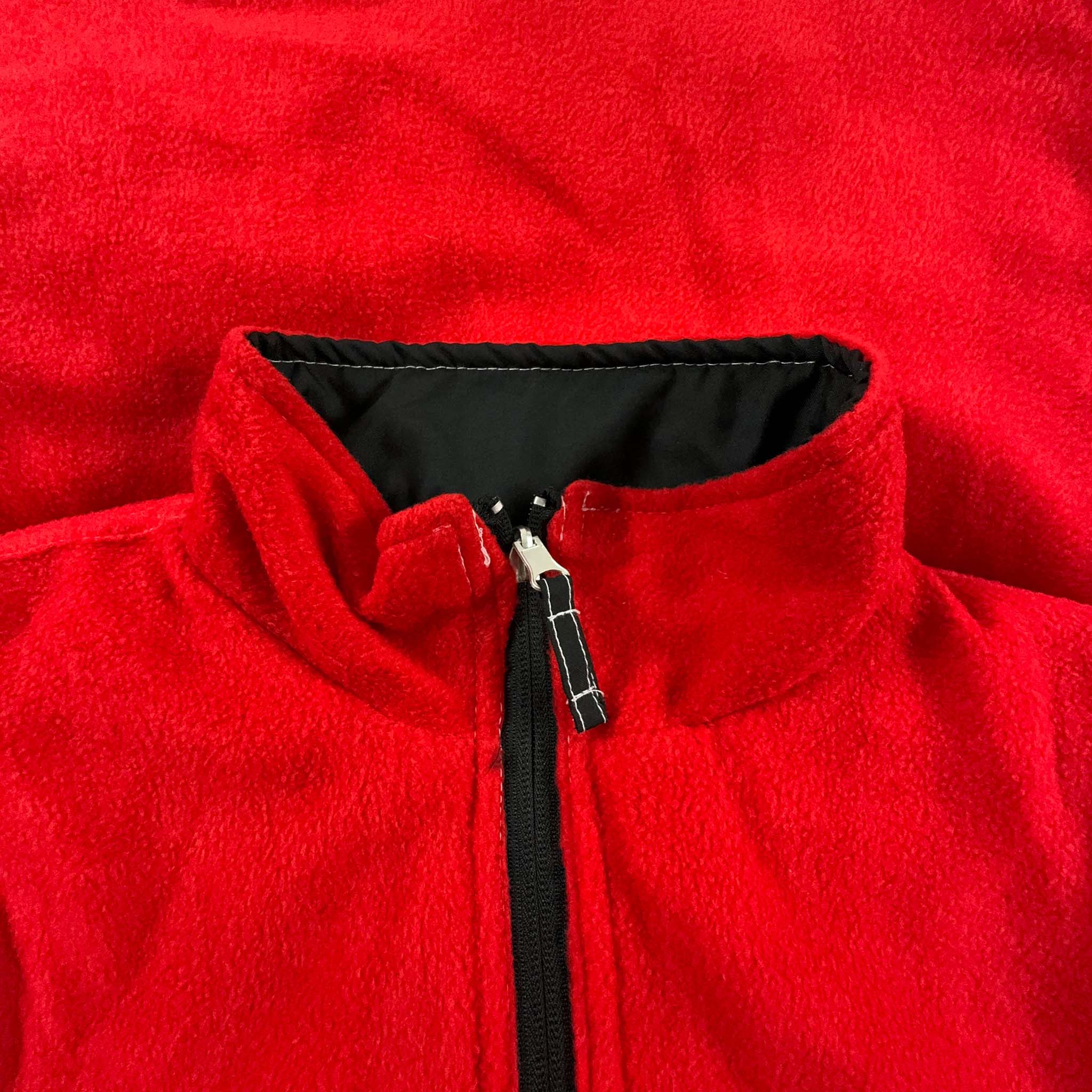 Pile Lotto smanicato Vintage Double Face rosso e nero con zip - Taglia S/M uomo