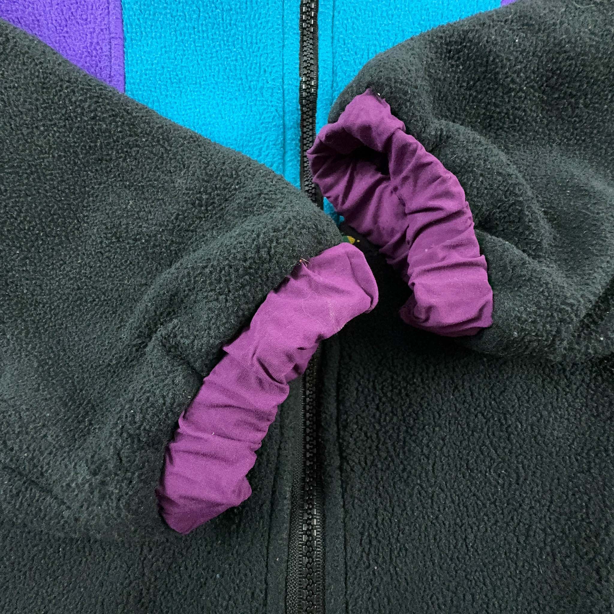 Pile Jack Wolfskin Vintage Double Face nero e viola con zip - Taglia XL/XXL uomo