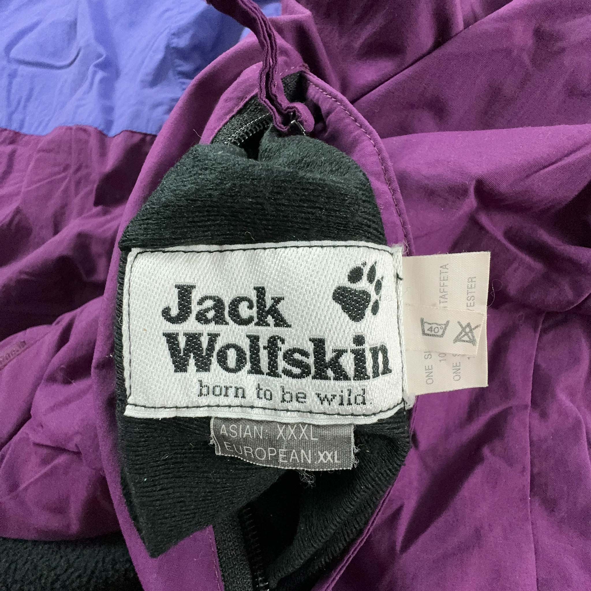 Pile Jack Wolfskin Vintage Double Face nero e viola con zip - Taglia XL/XXL uomo