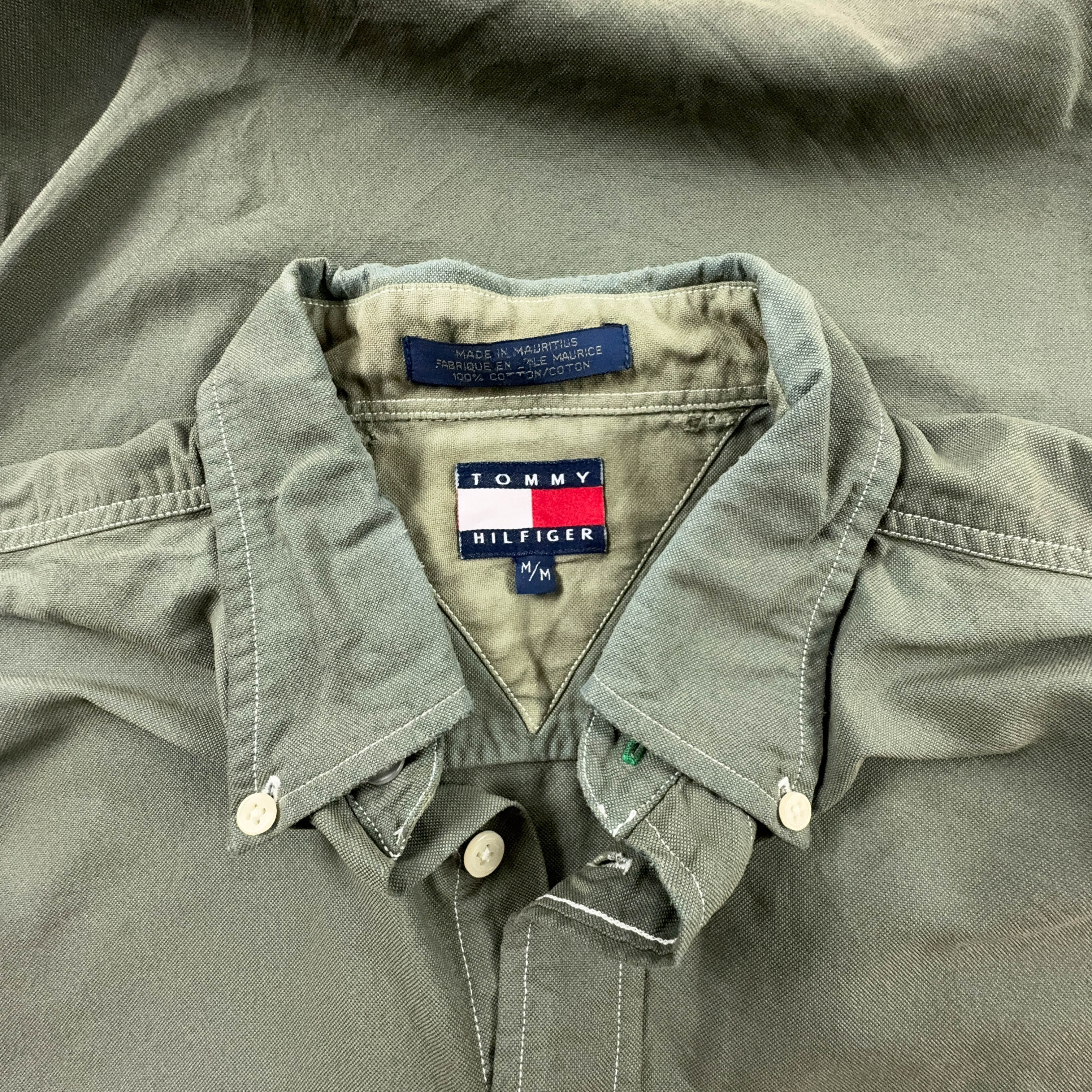 Camicia Tommy Hilfiger Vintage verde cachi tinta unita - Taglia M/L uomo