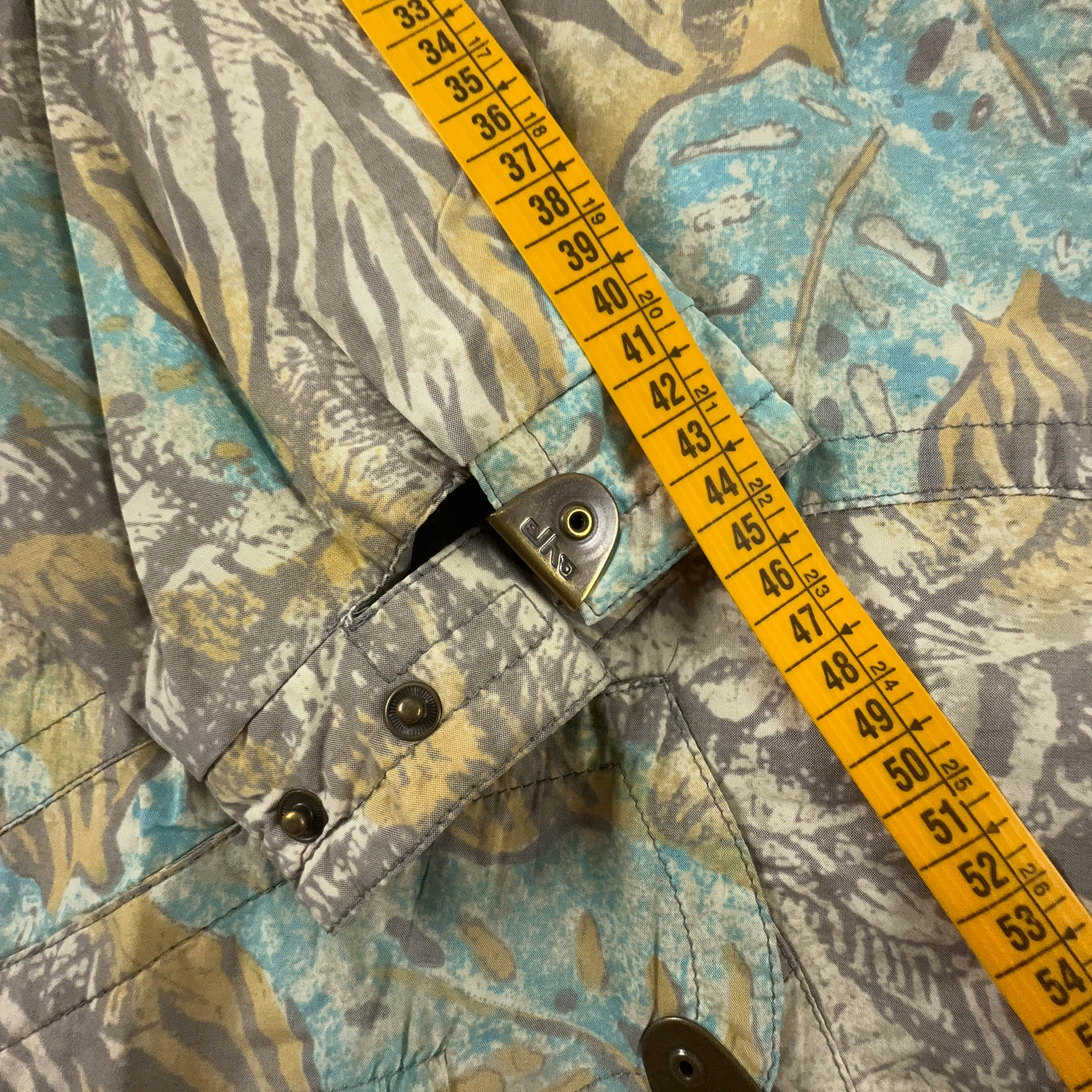 Giacca a vento Elho Vintage gialla e verde con fantasia all over anni 90 - Taglia 40 uomo