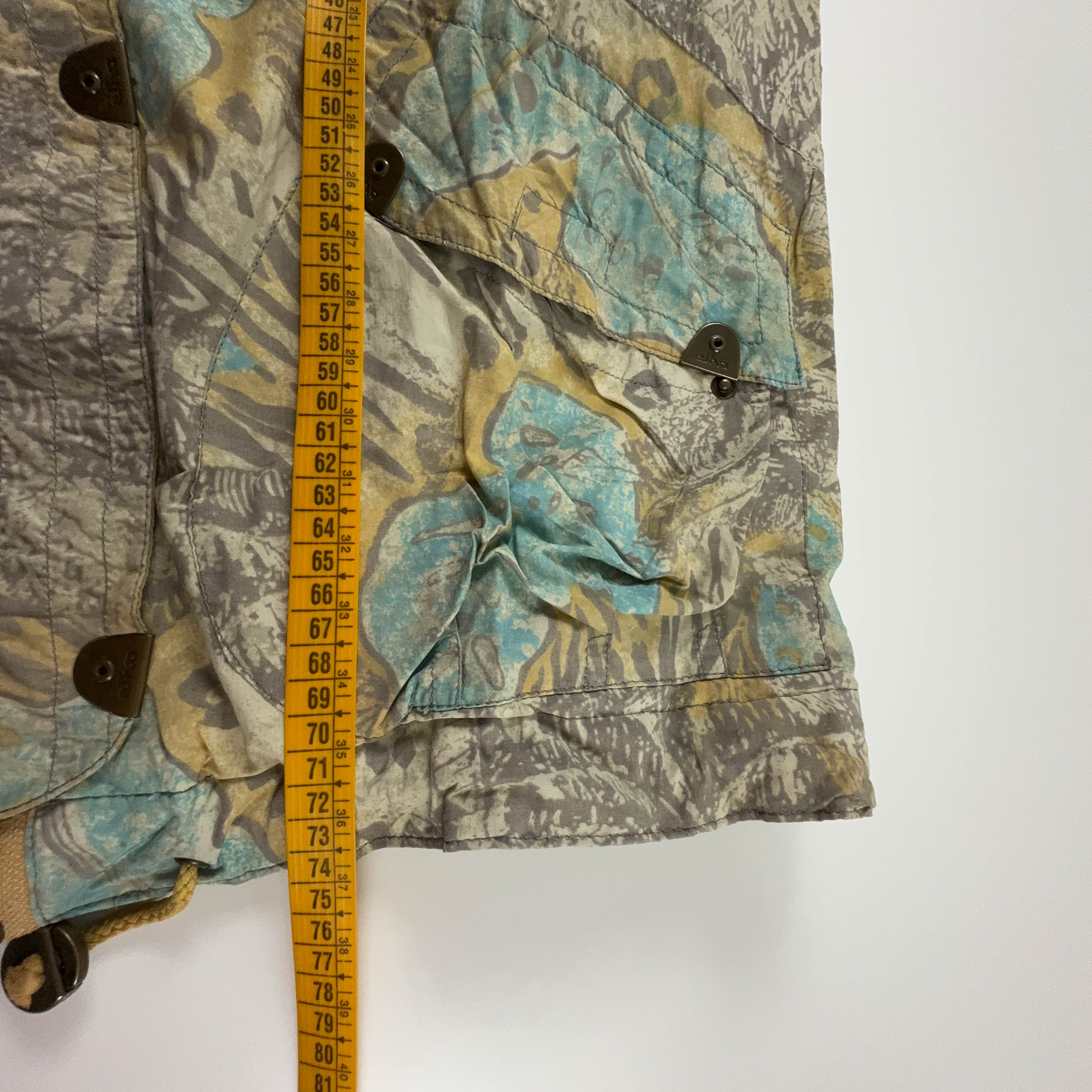 Giacca a vento Elho Vintage gialla e verde con fantasia all over anni 90 - Taglia 40 uomo
