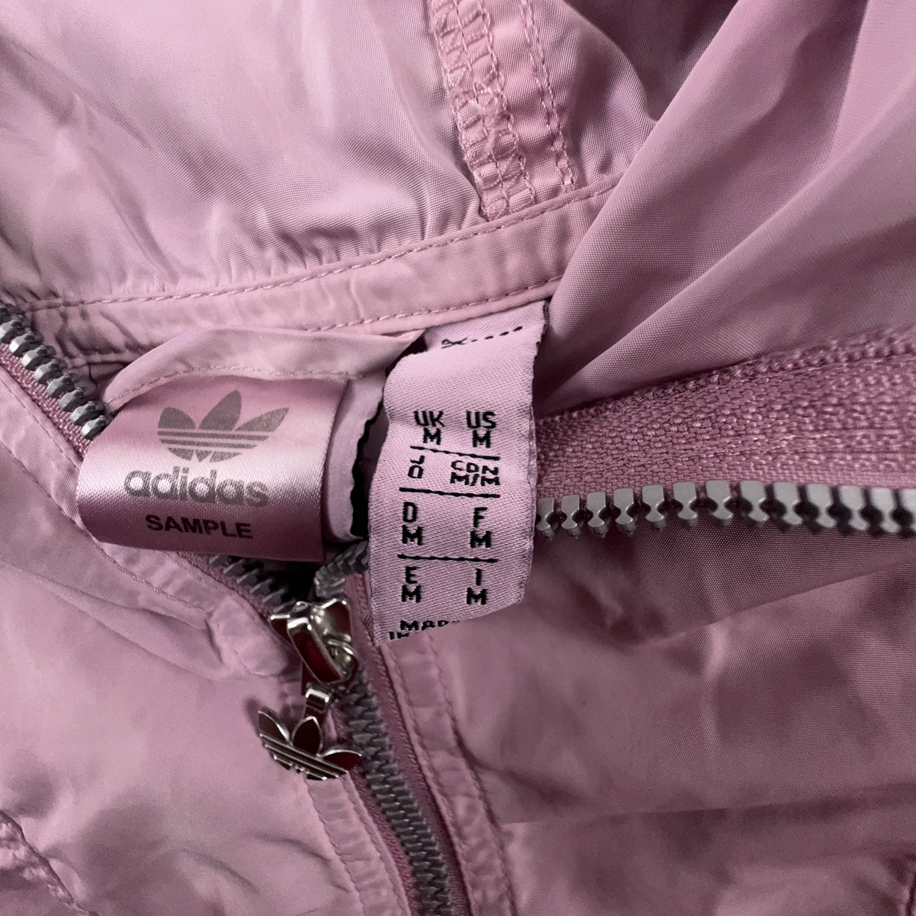 Giacca a vento Adidas rosa con cappuccio e quarter zip anni 90 - Taglia M uomo