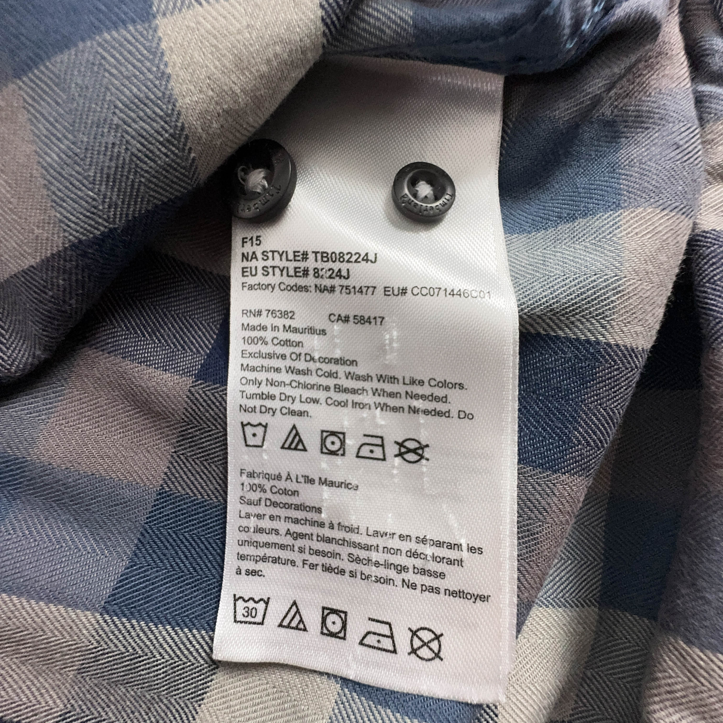 Camicia Timberland a quadri grigia e blu - Taglia M uomo