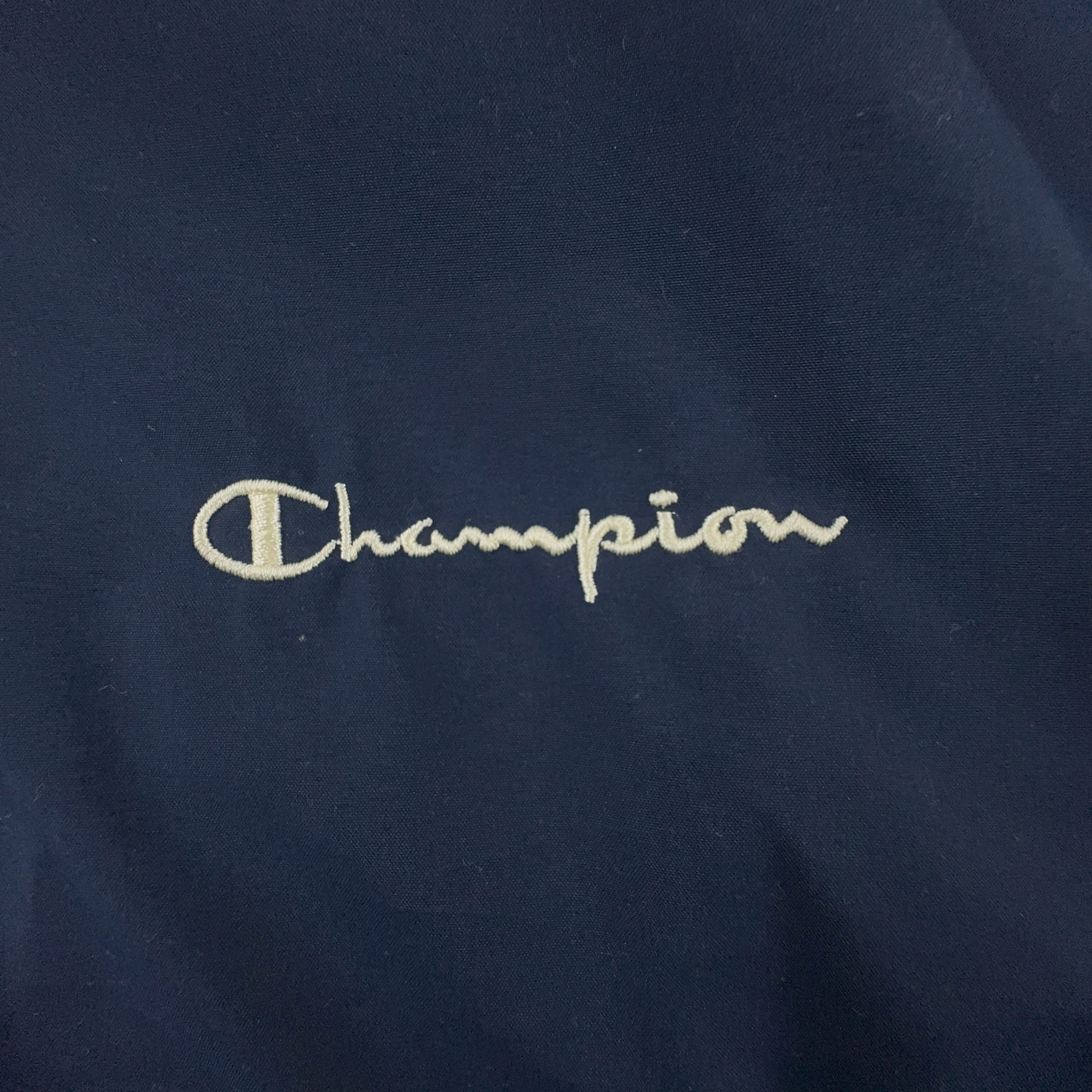 Giacca a vento Champion Vintage blu scura con zip anni 90 - Taglia M/L uomo