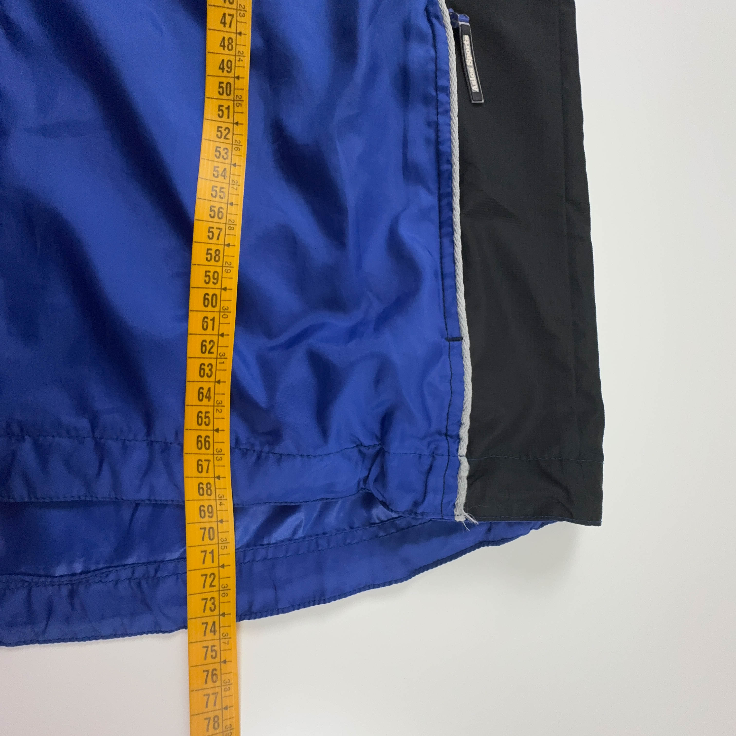Giacca a vento Asics blu e nera con zip anni 00 - Taglia M uomo
