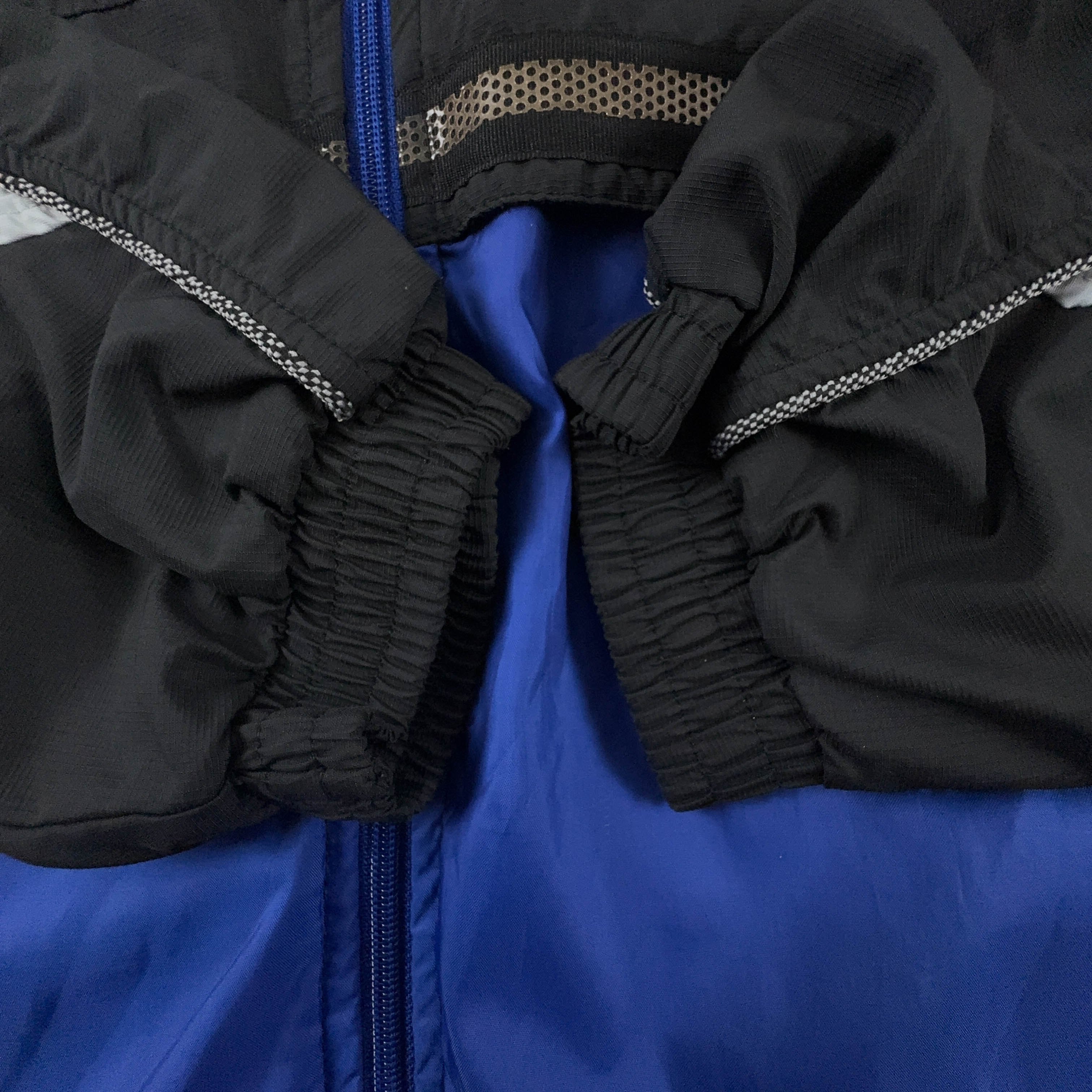 Giacca a vento Asics blu e nera con zip anni 00 - Taglia M uomo