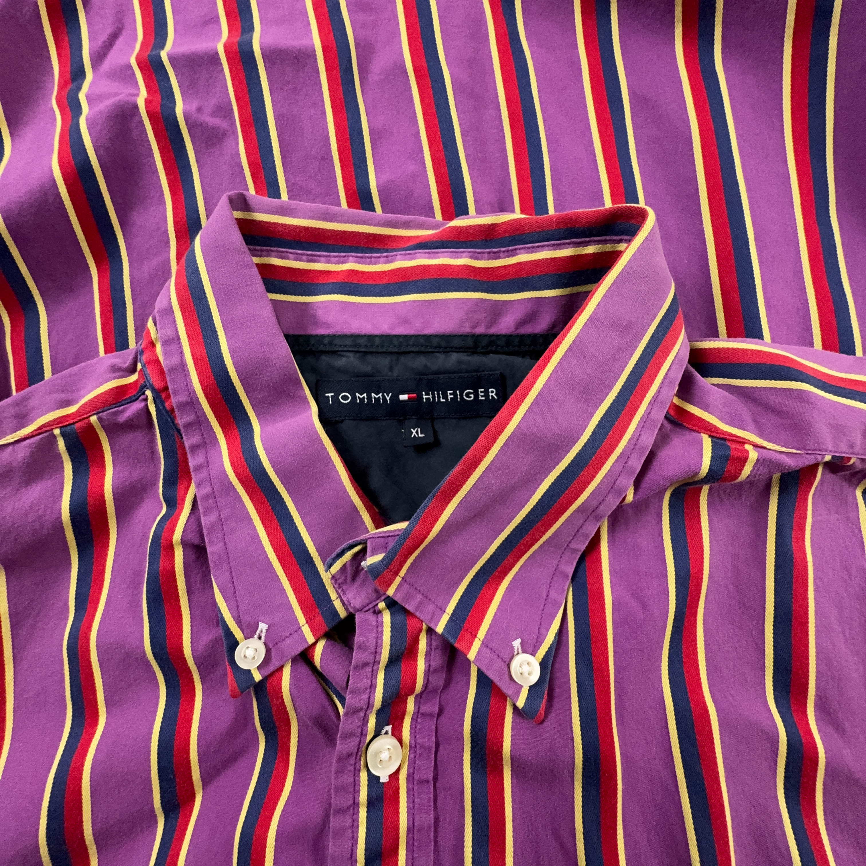 Camicia Tommy Hilfiger viola a righe - Taglia L/XL uomo