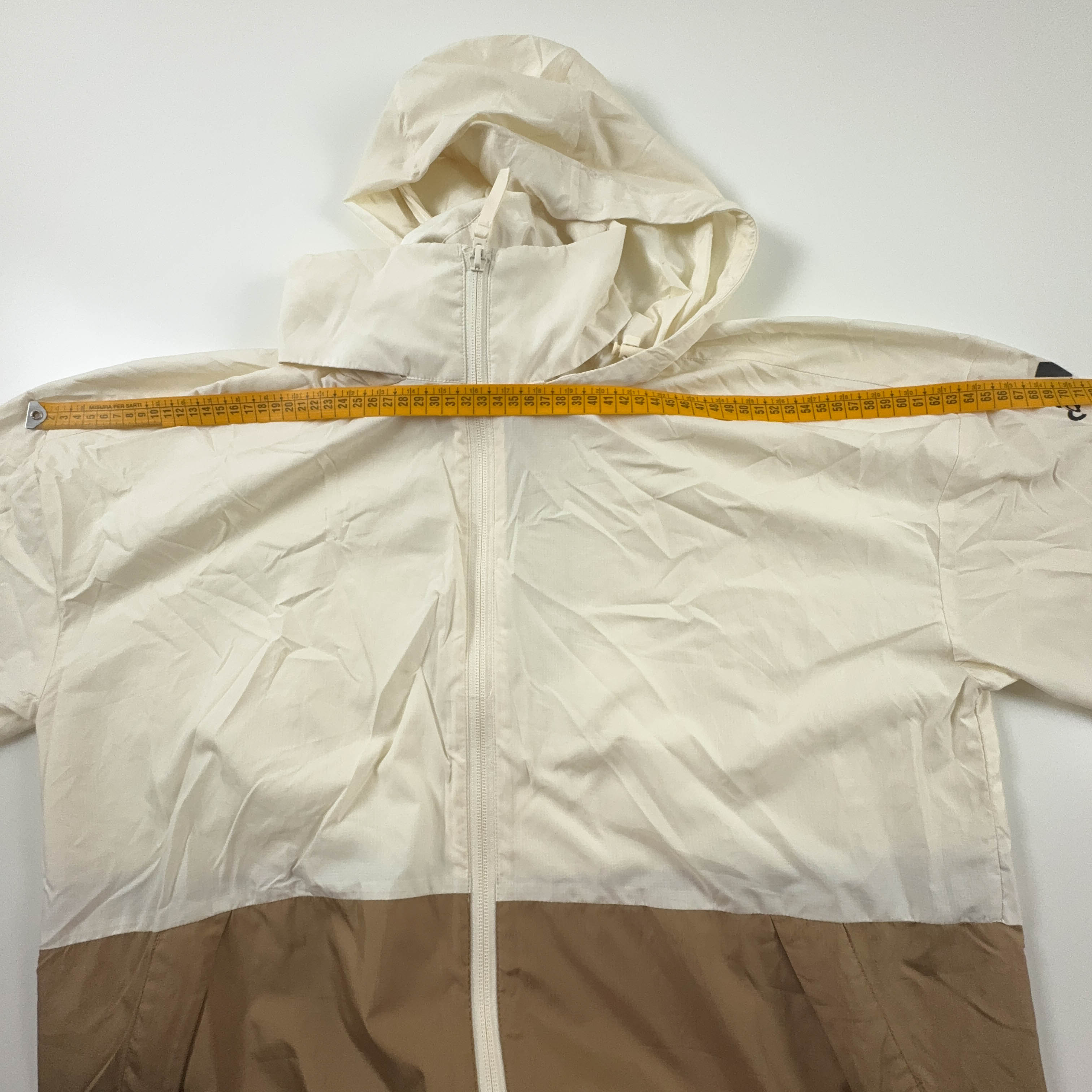 Giacca a vento Adidas Vintage crema e marrone con zip anni 00 - Taglia M/L uomo