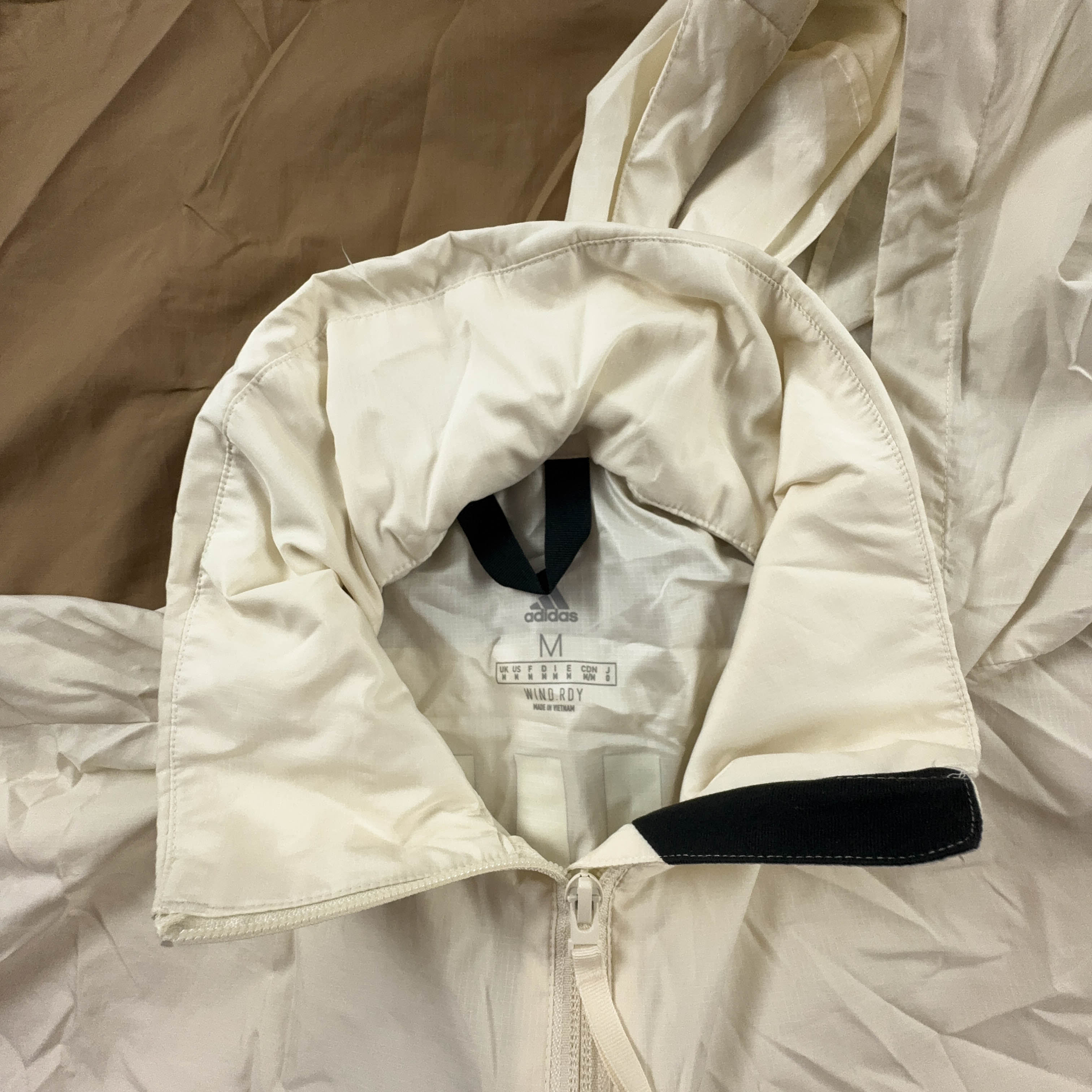 Giacca a vento Adidas Vintage crema e marrone con zip anni 00 - Taglia M/L uomo