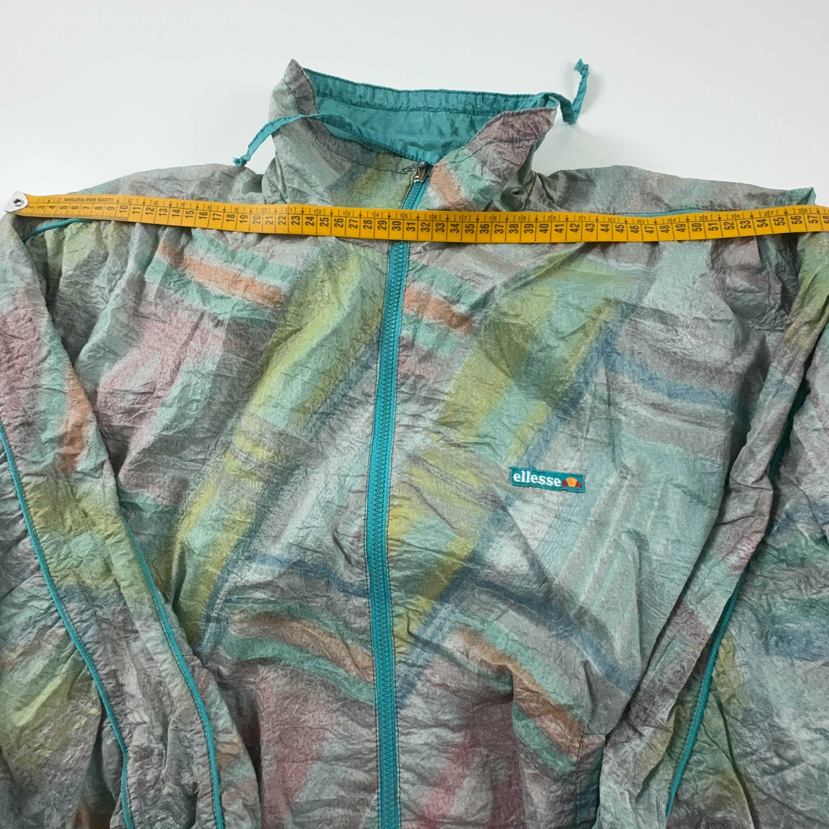 Giacca a vento Ellesse Vintage Double Face verde acqua con fantasia - Taglia M uomo