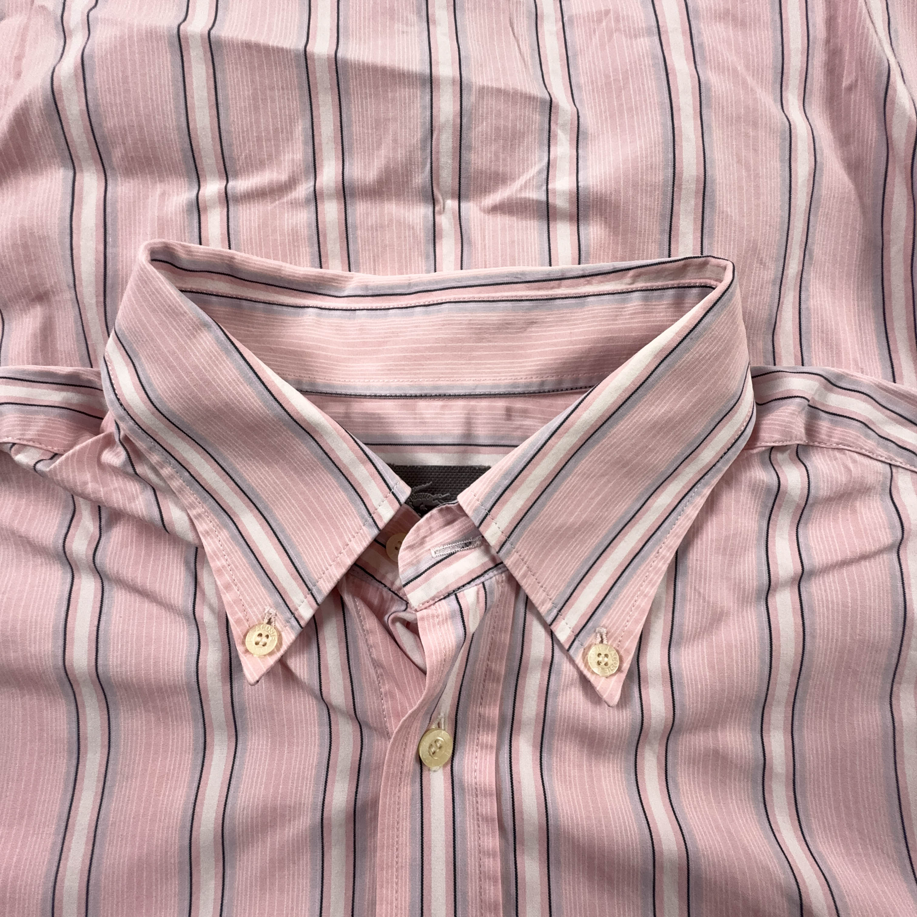 Camicia Lacoste a righe rosa e grigia - Taglia 42 uomo