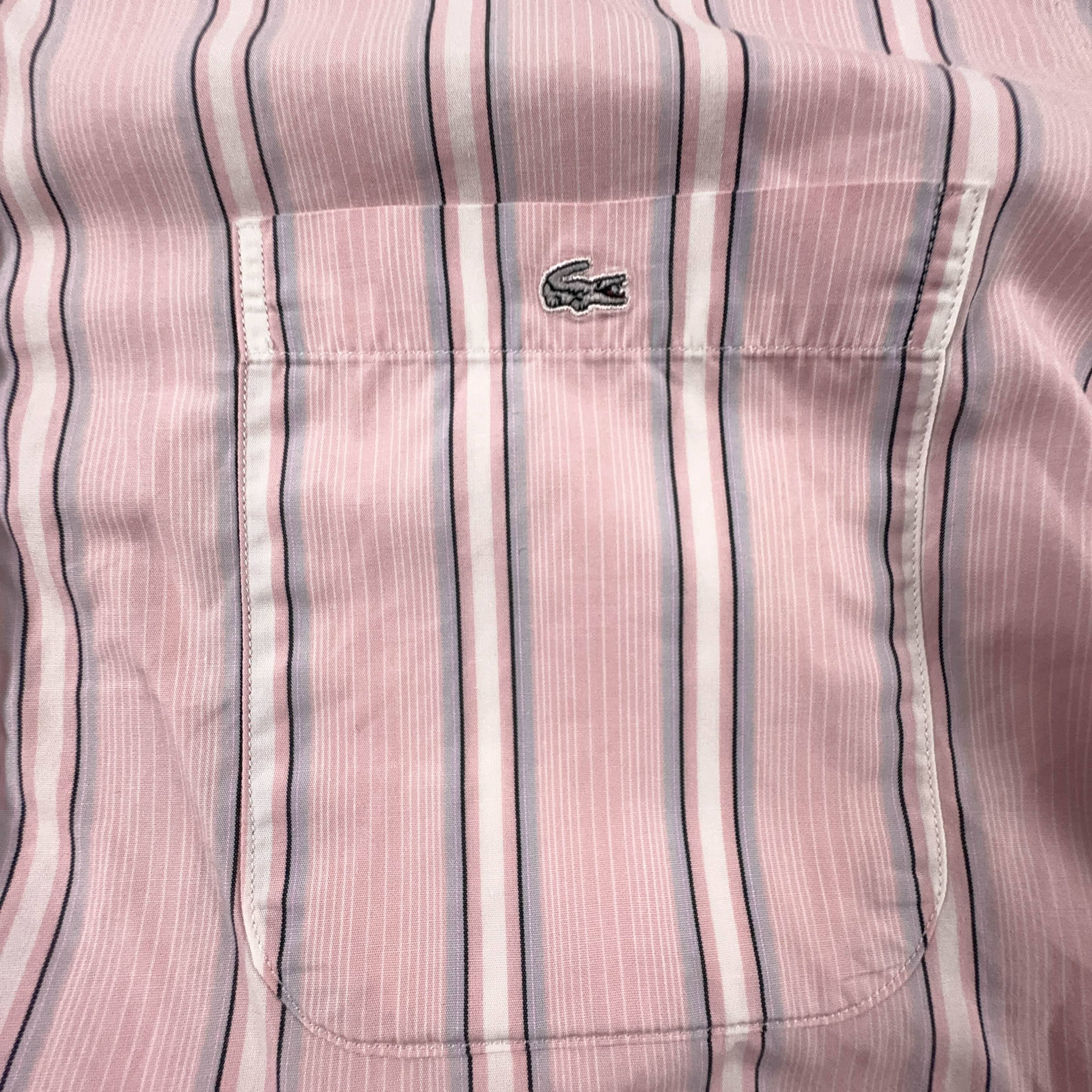 Camicia Lacoste a righe rosa e grigia - Taglia 42 uomo