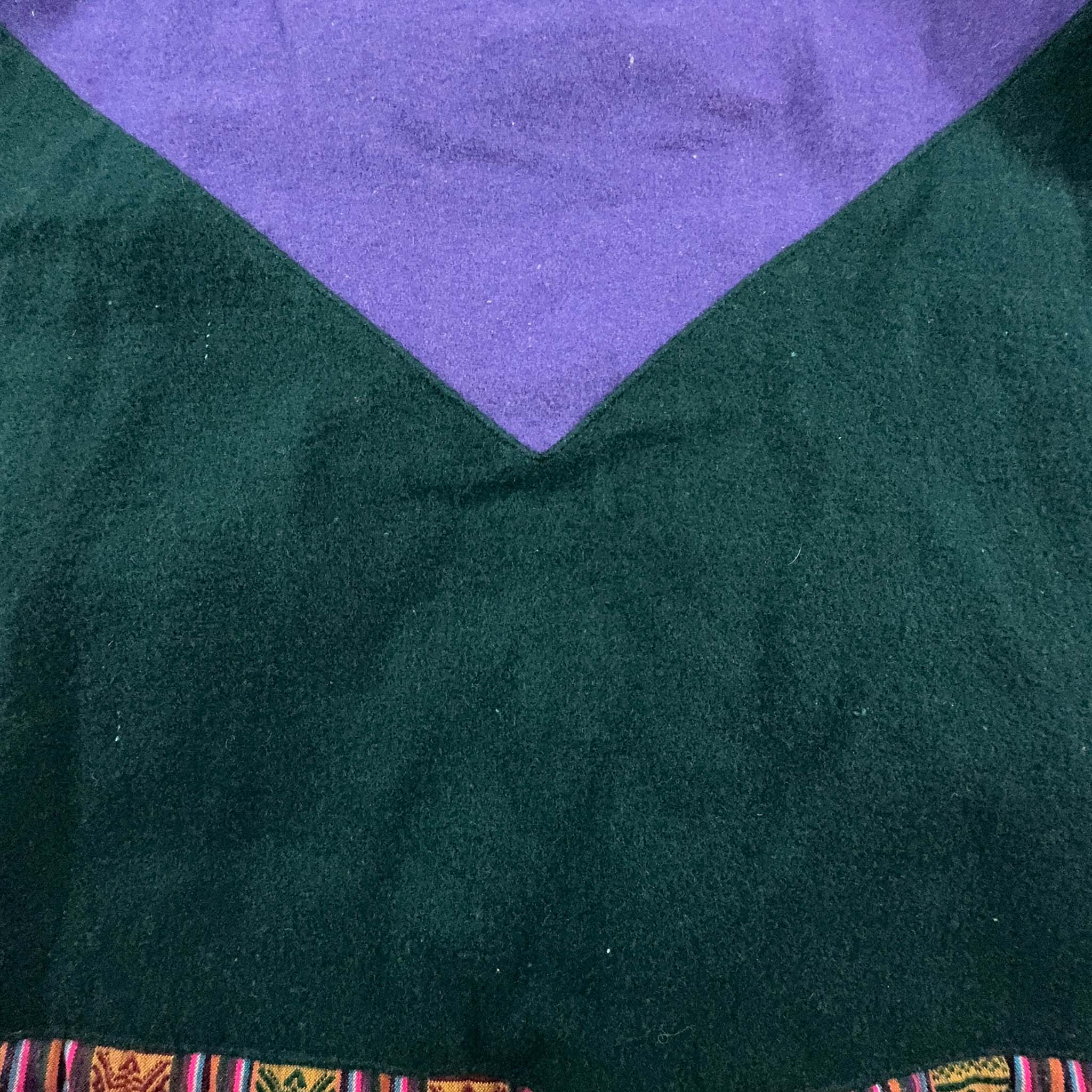 Pile Vintage 100% lana Made in Nepal verde scuro e viola - Taglia M/L uomo